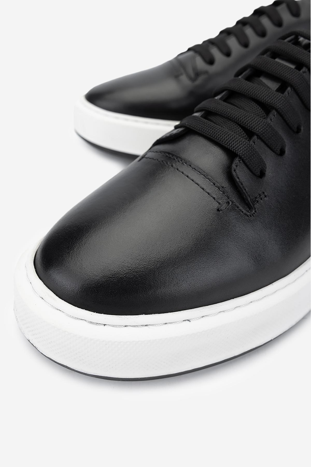 Valmenti Erkek Hakiki Deri Siyah Sneakers & Spor Ayakkabı