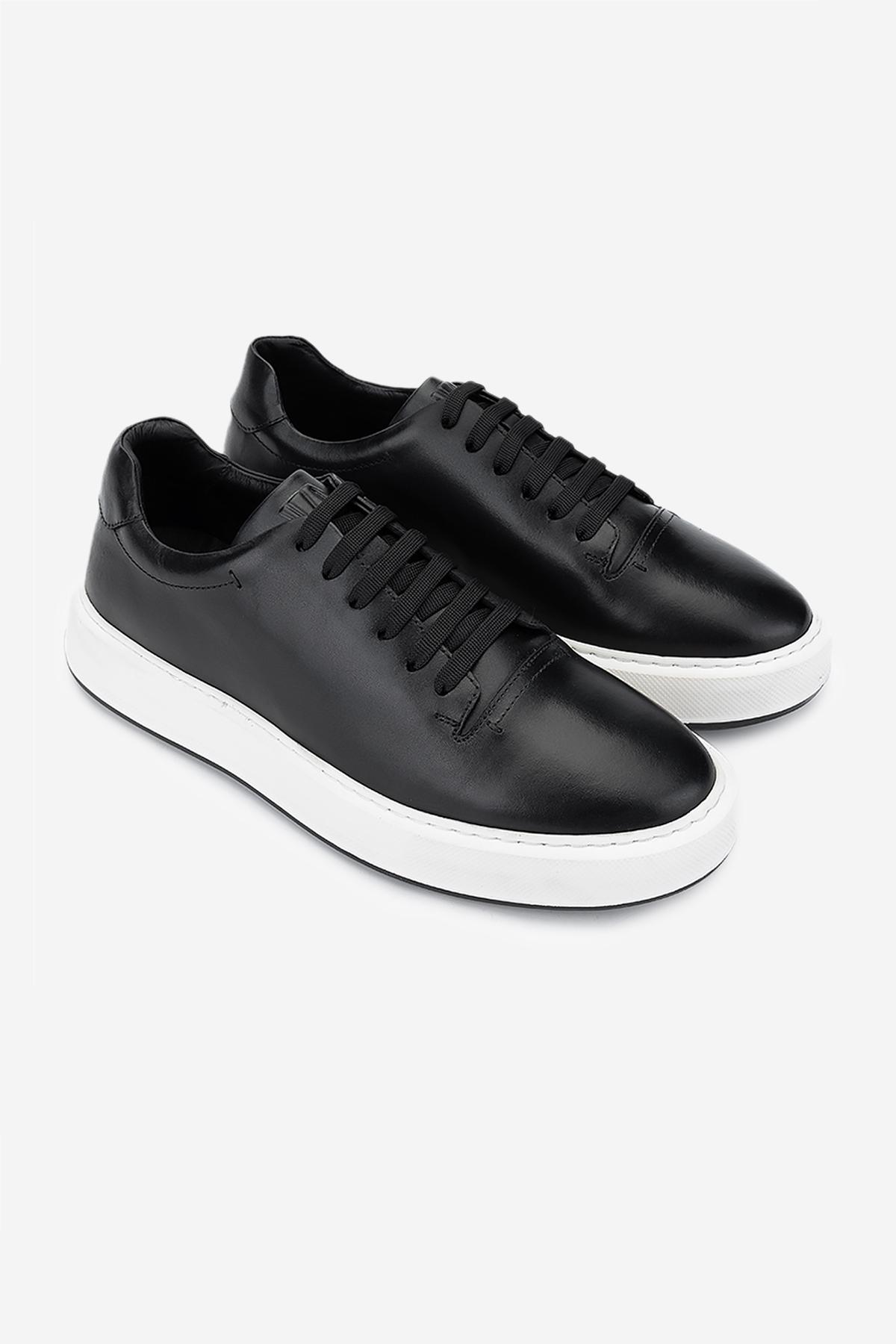 Valmenti Erkek Hakiki Deri Siyah Sneakers & Spor Ayakkabı