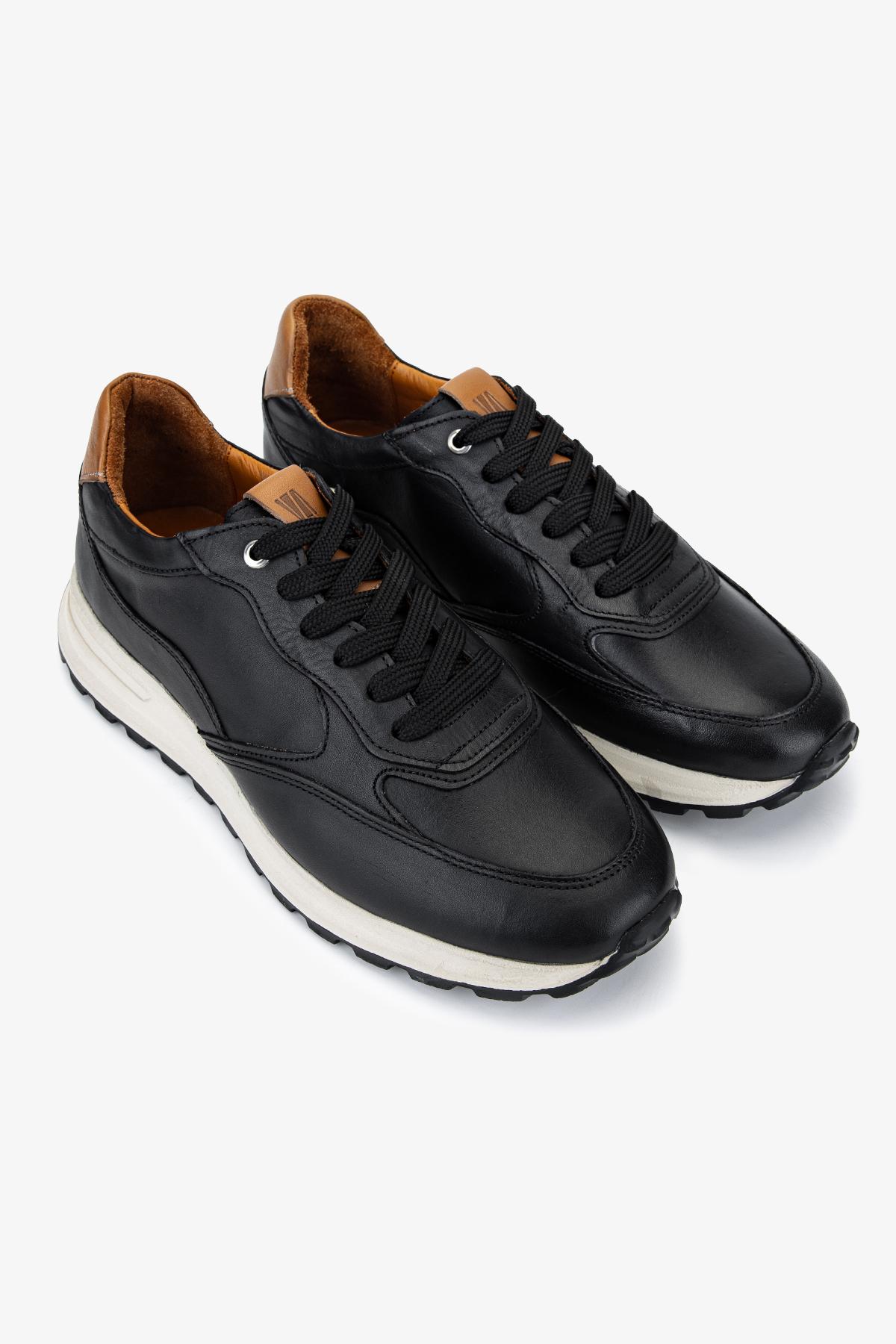 Valmenti Erkek Hakiki Deri Siyah Sneakers & Spor Ayakkabı