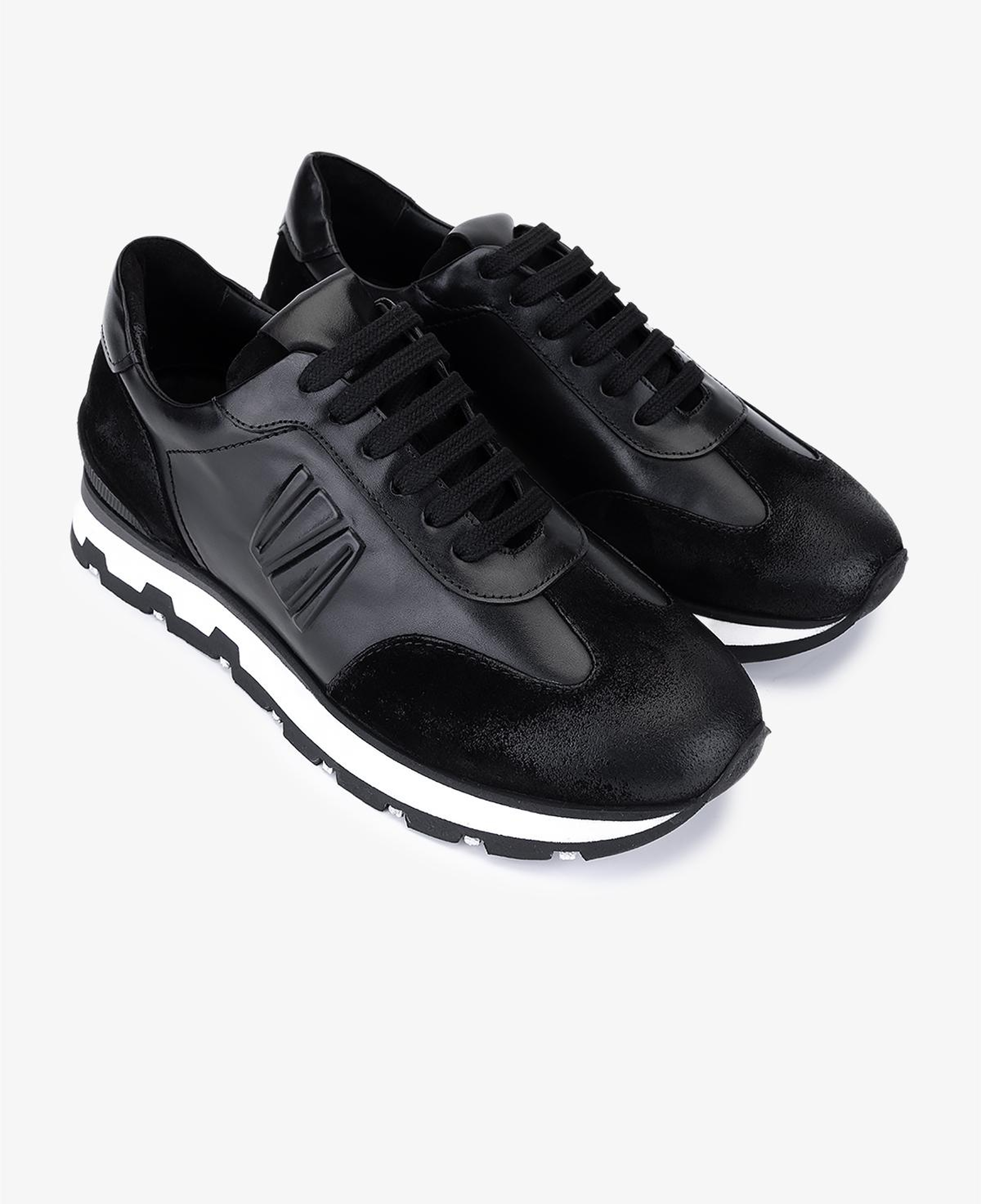 Valmenti Erkek Hakiki Deri Siyah Süet Sneakers & Spor Ayakkabı