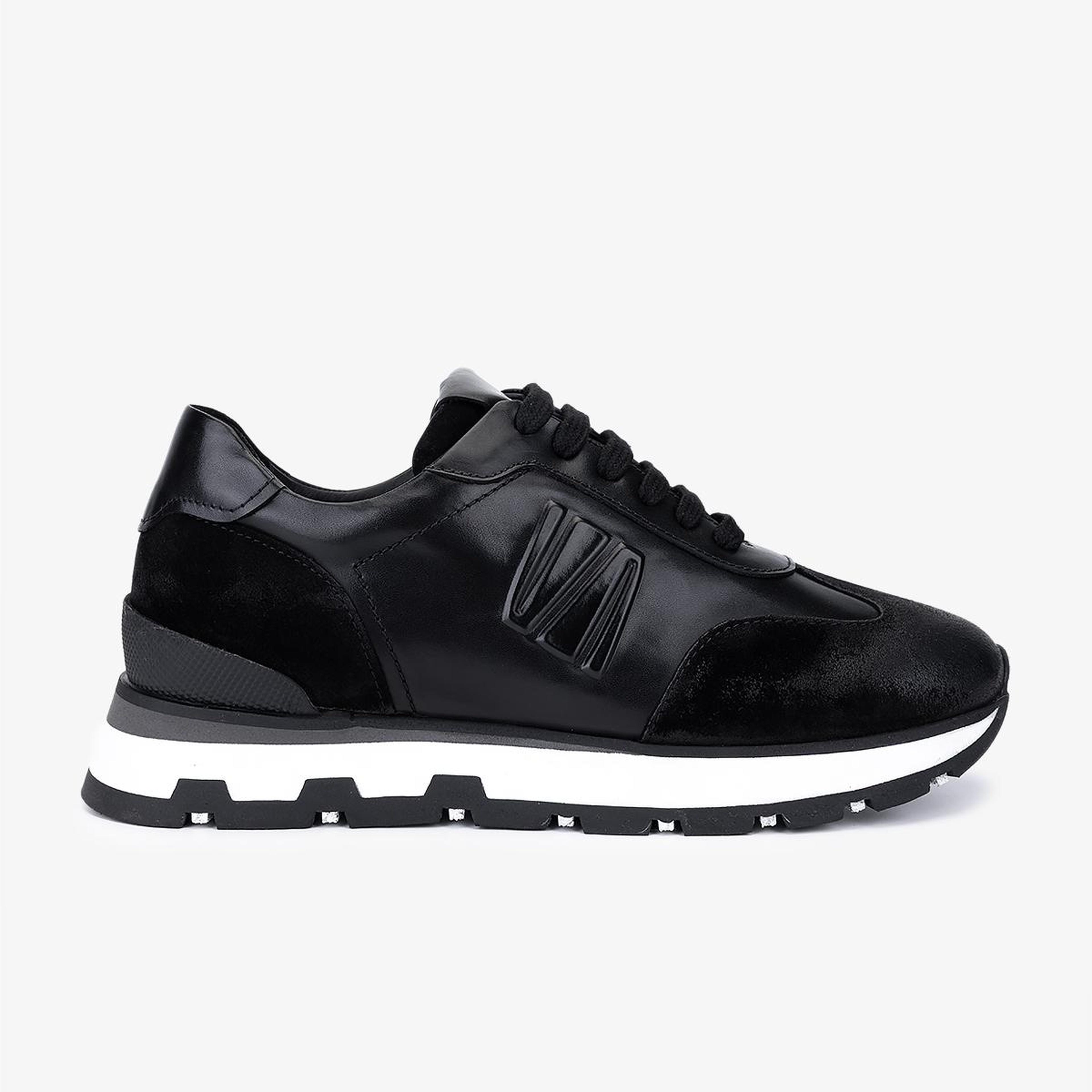 Valmenti Erkek Hakiki Deri Siyah Süet Sneakers & Spor Ayakkabı