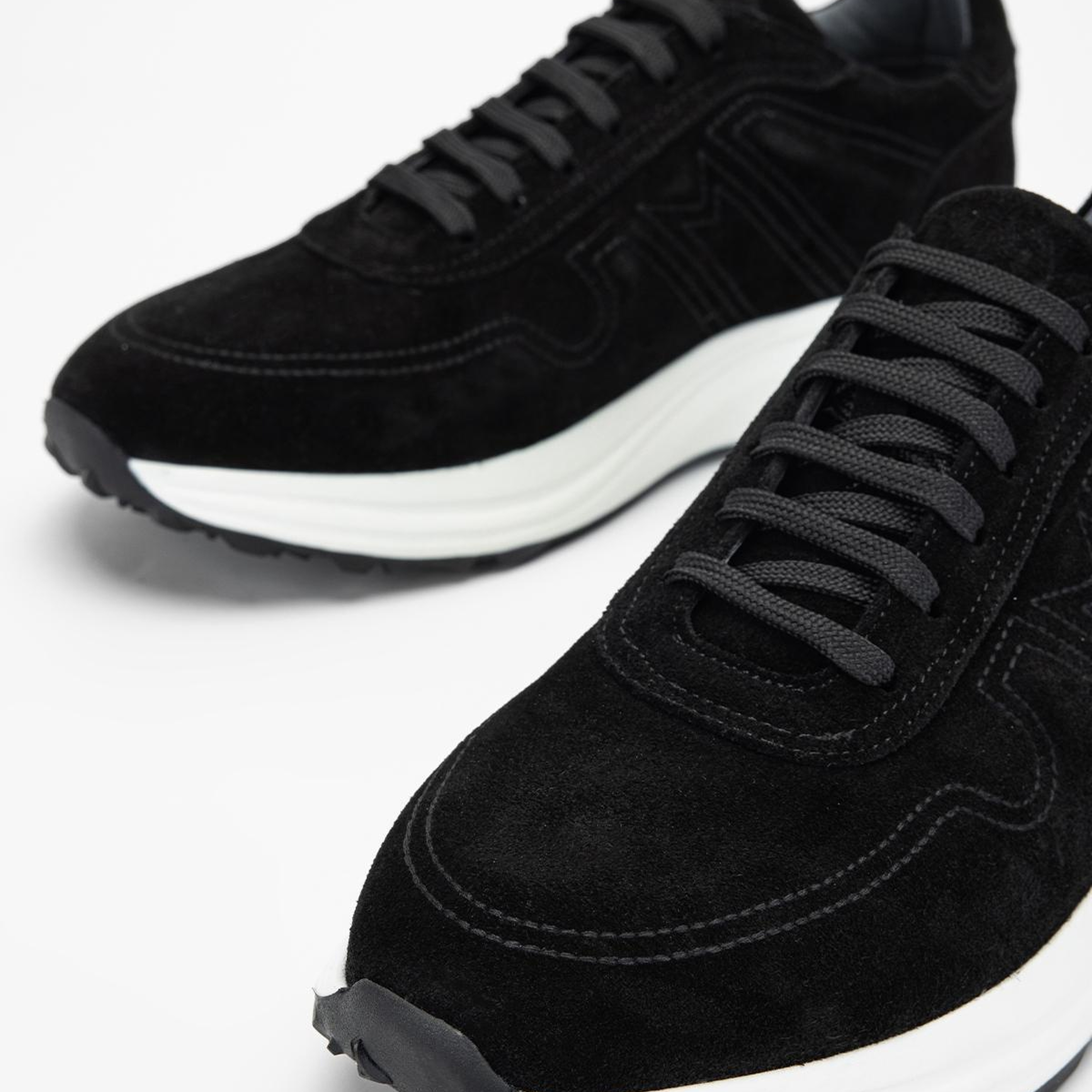 Valmenti Erkek Hakiki Deri Siyah Süet Sneakers & Spor Ayakkabı