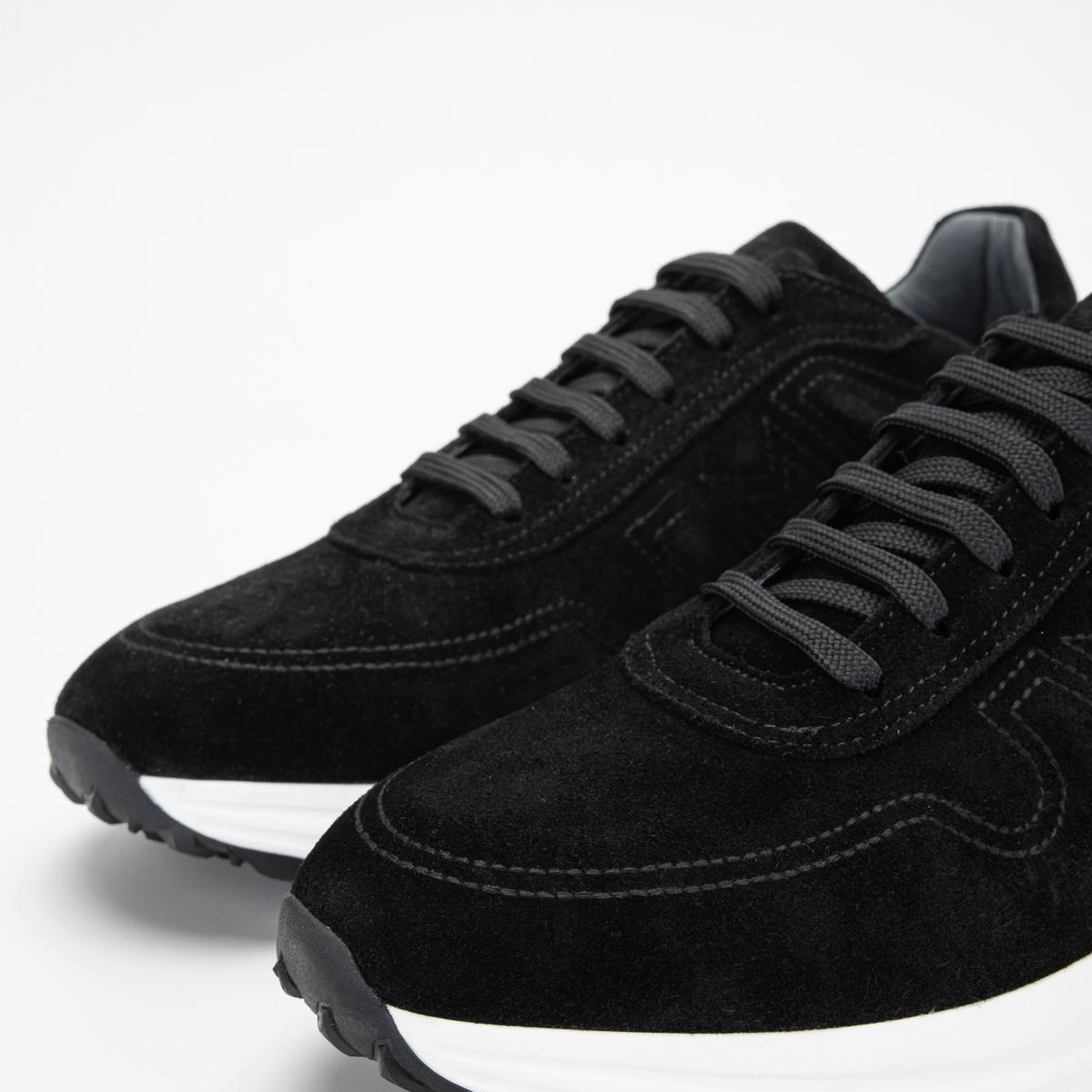 Valmenti Erkek Hakiki Deri Siyah Süet Sneakers & Spor Ayakkabı