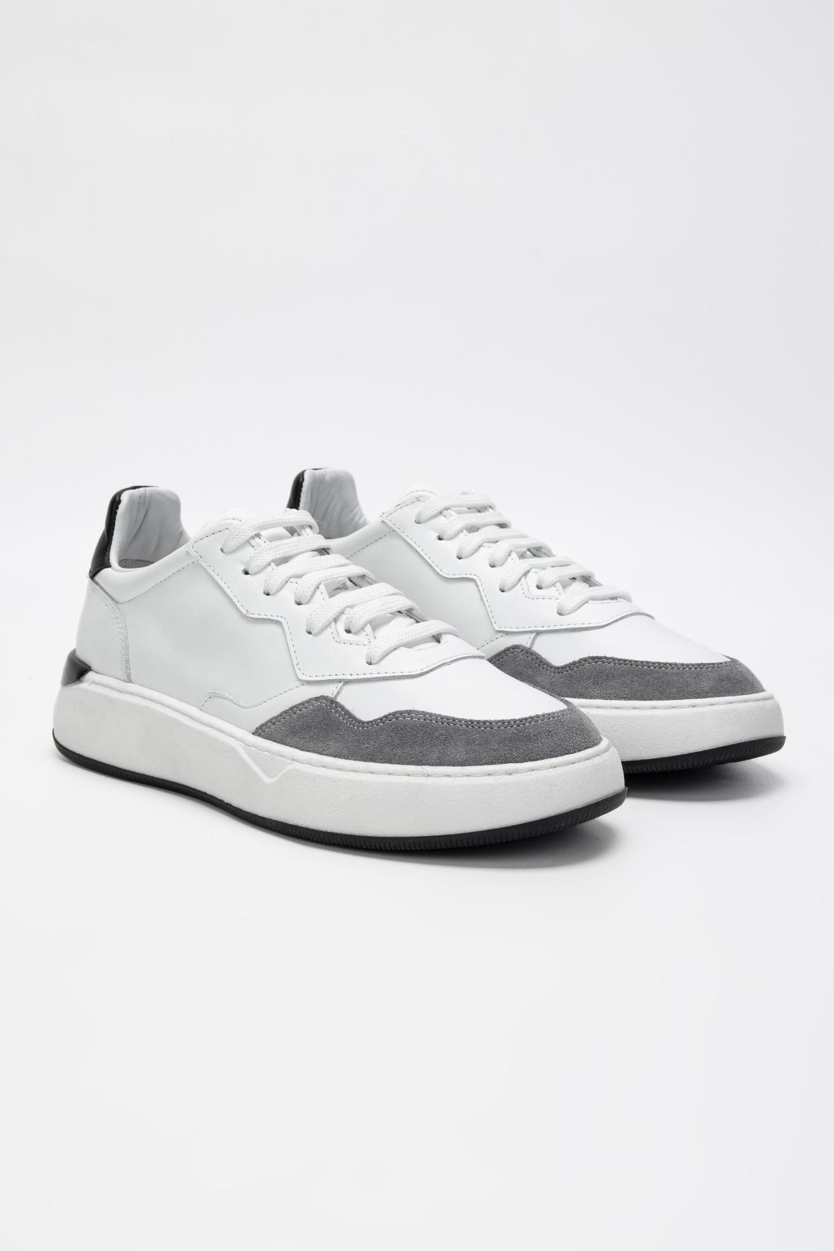 Valmenti Erkek Hakiki Deri Beyaz/Gri Sneakers & Spor Ayakkabı