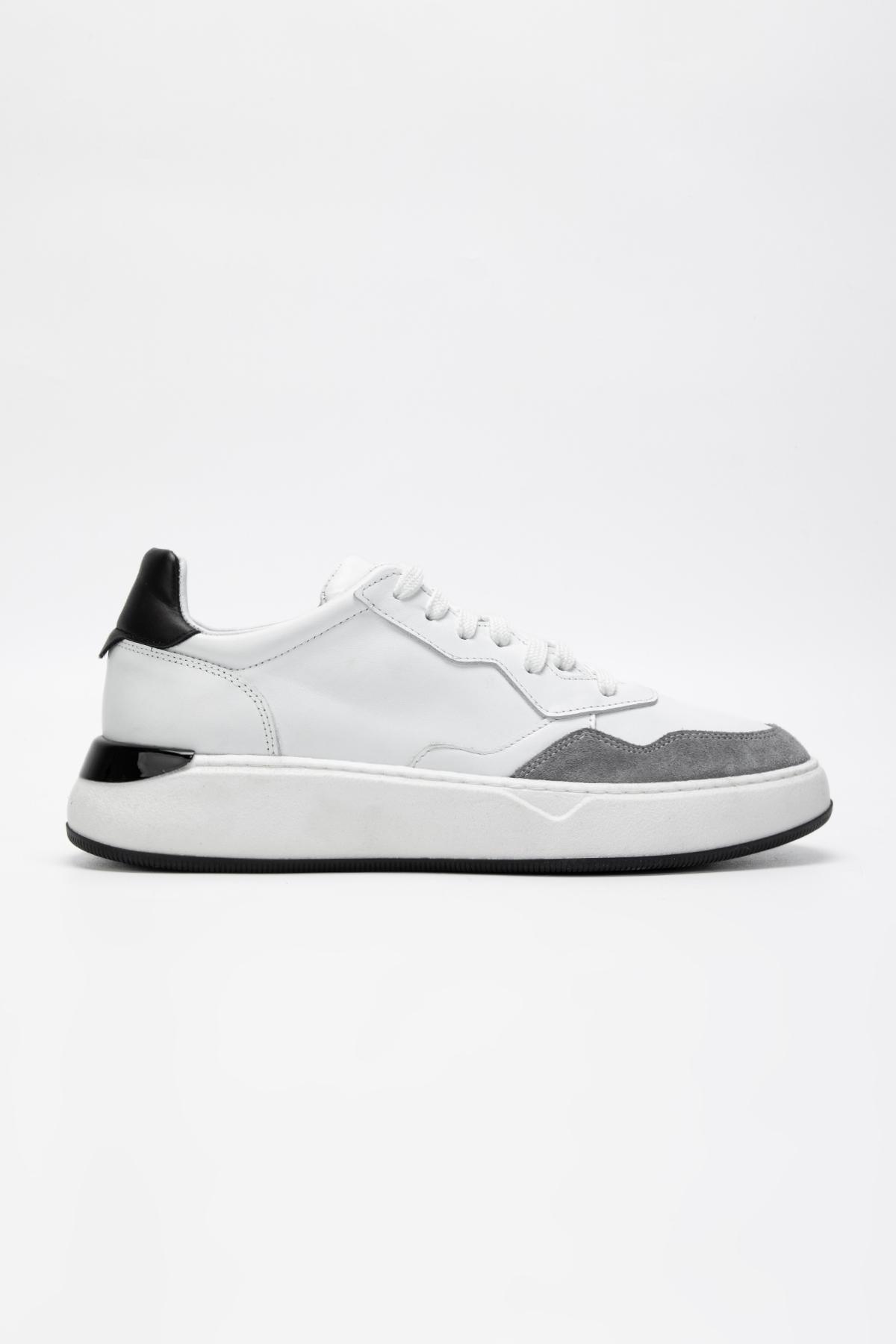 Valmenti Erkek Hakiki Deri Beyaz/Gri Sneakers & Spor Ayakkabı