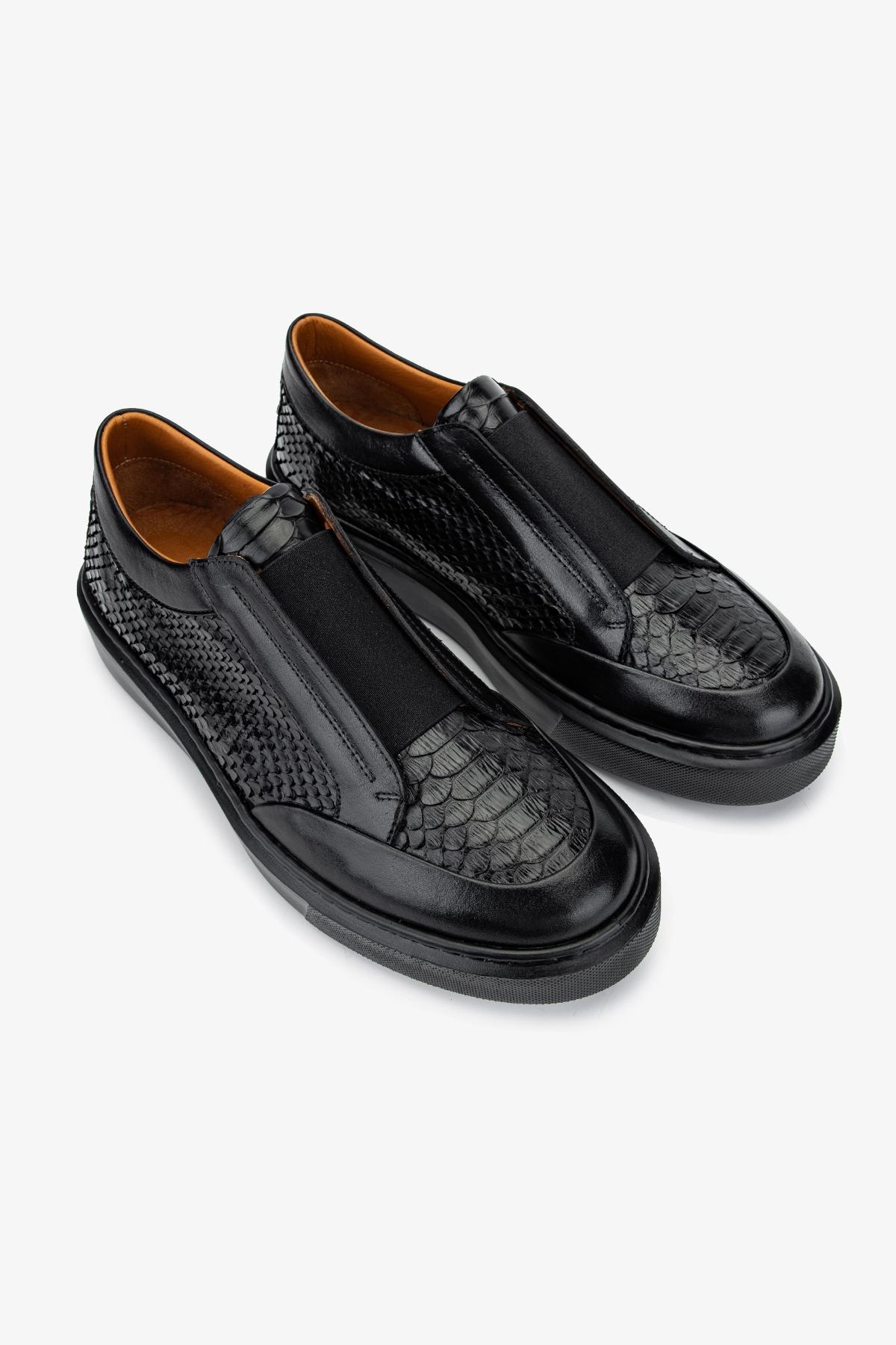 Valmenti Erkek Hakiki Deri Siyah Sneakers & Spor Ayakkabı