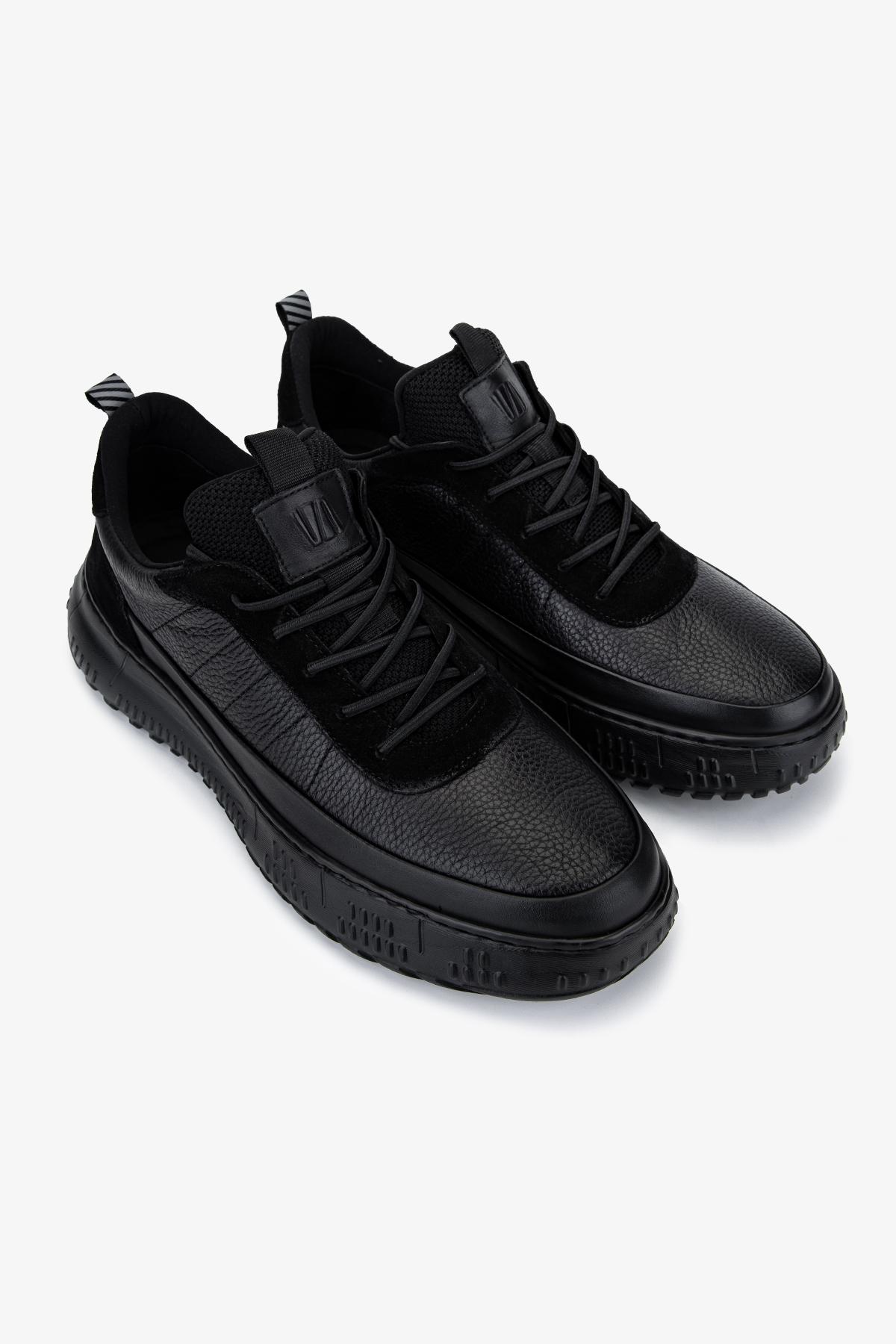 Valmenti Erkek Hakiki Deri Siyah Sneakers & Spor Ayakkabı