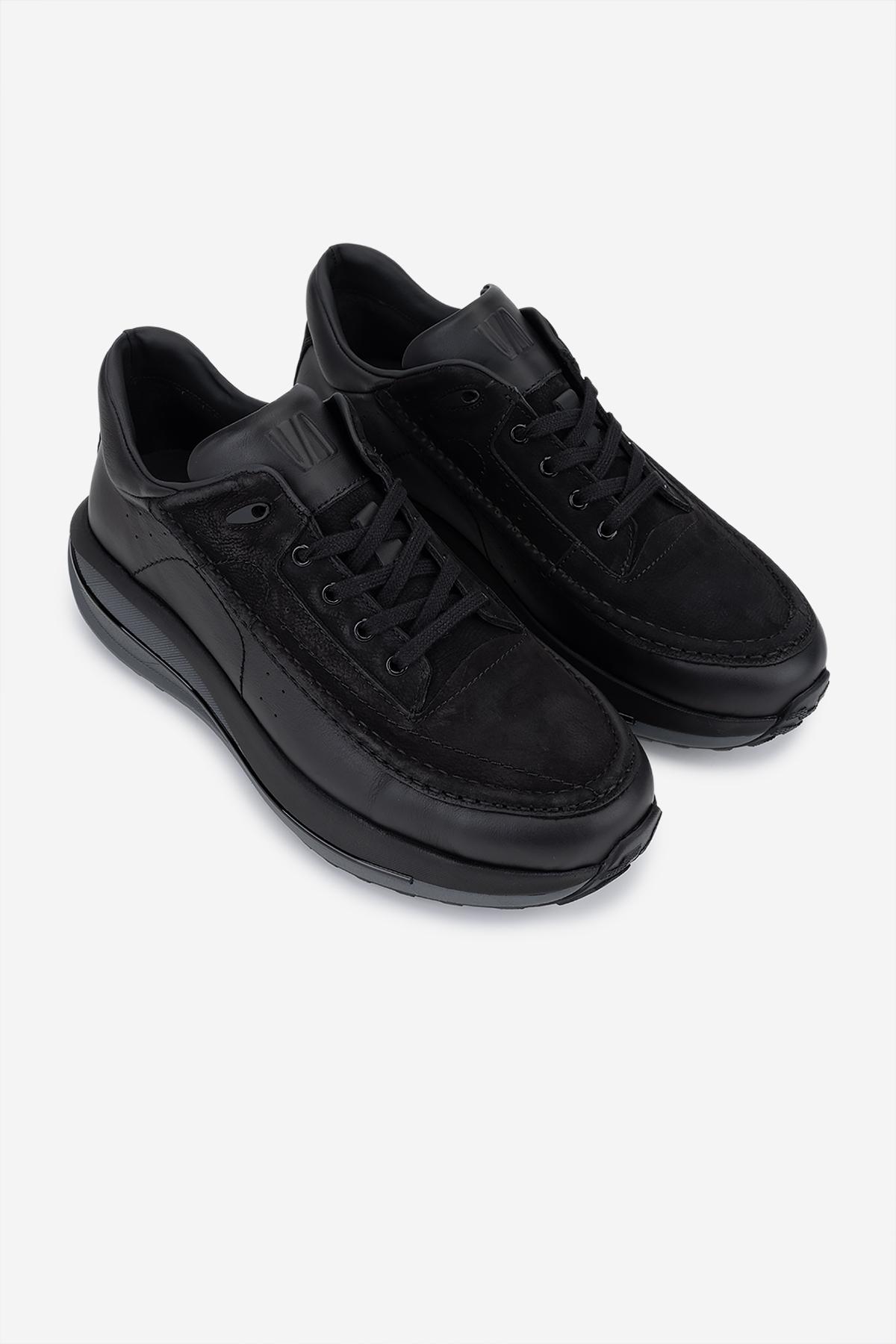 Valmenti Erkek Hakiki Deri Siyah Sneakers & Spor Ayakkabı