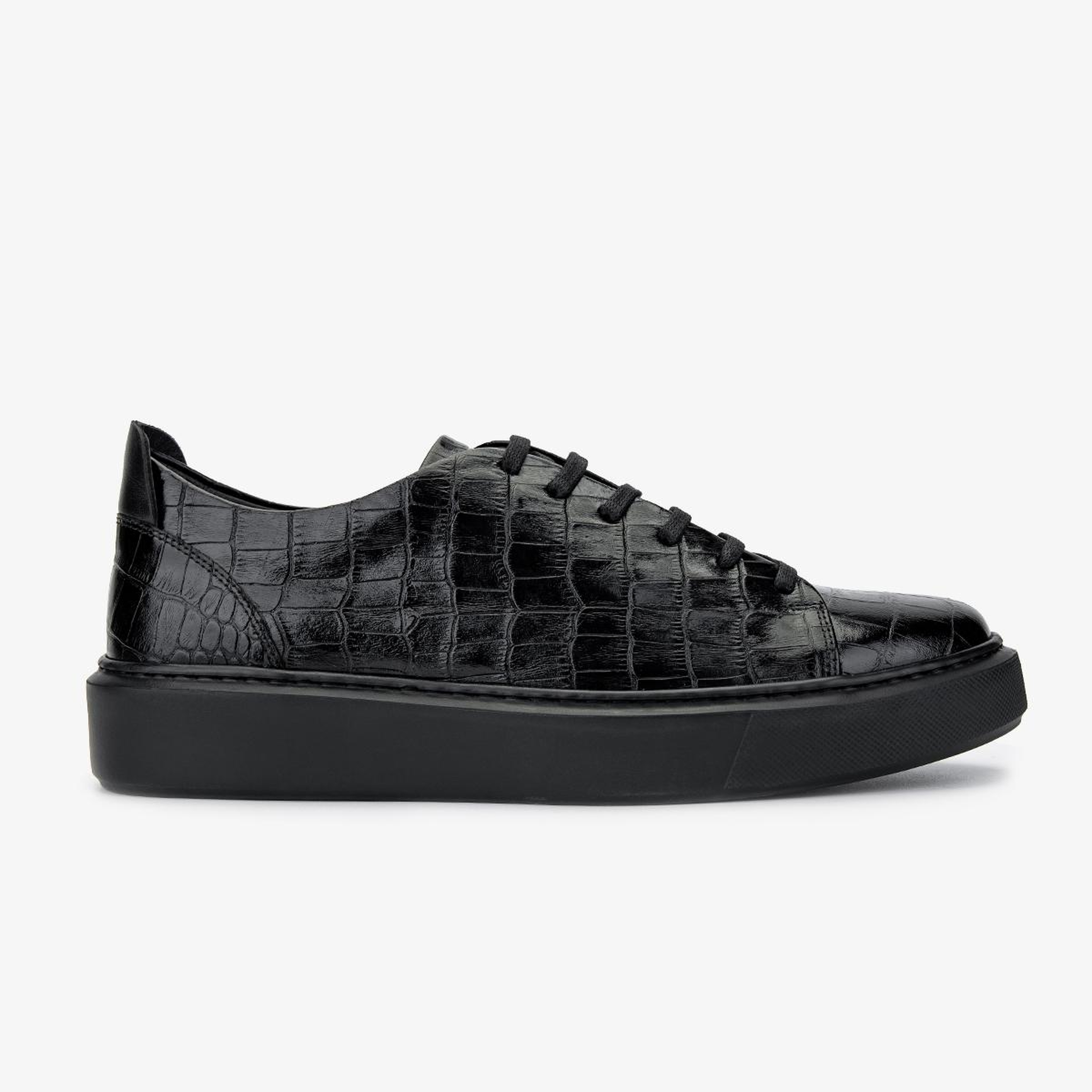 Valmenti Erkek Hakiki Deri Siyah Kroko Sneakers & Spor Ayakkabı