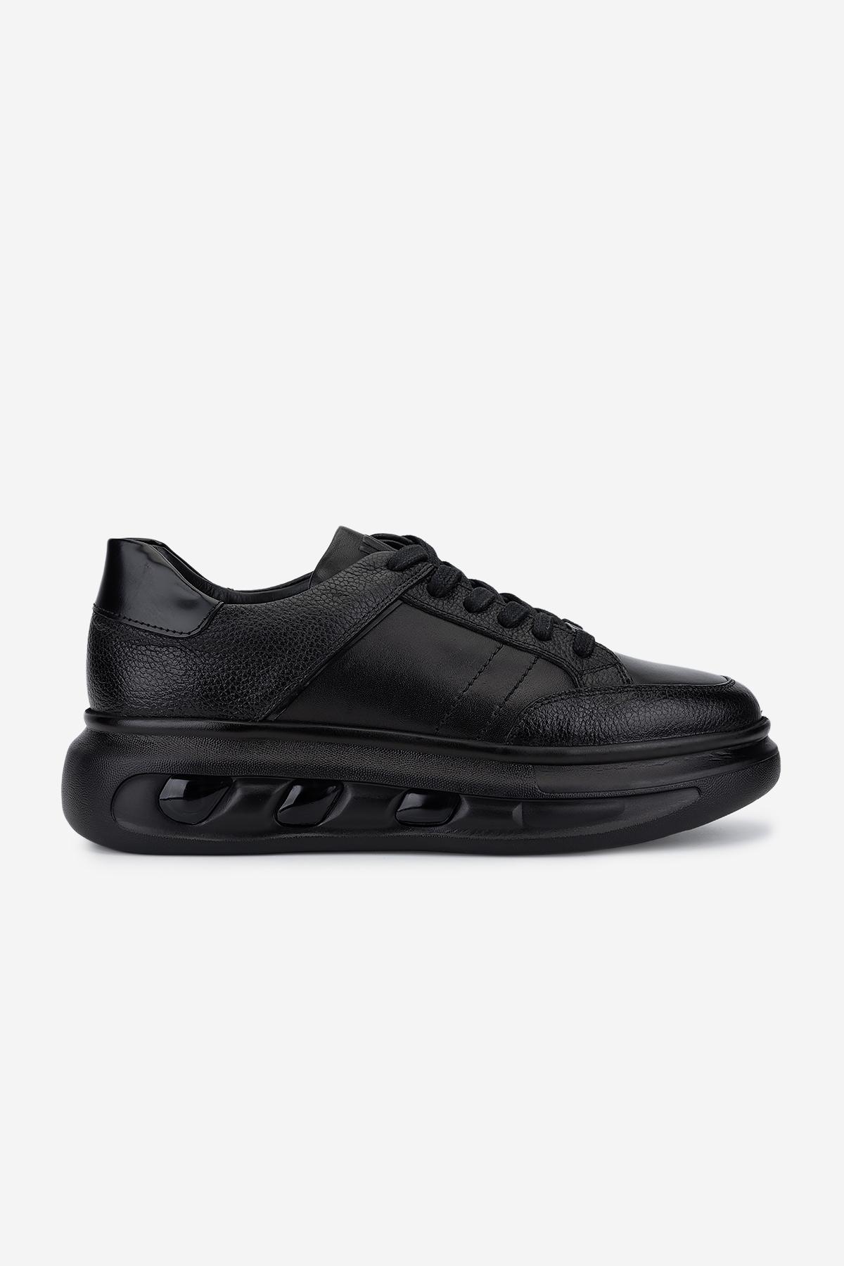 Valmenti Erkek Hakiki Deri Siyah Sneakers & Spor Ayakkabı