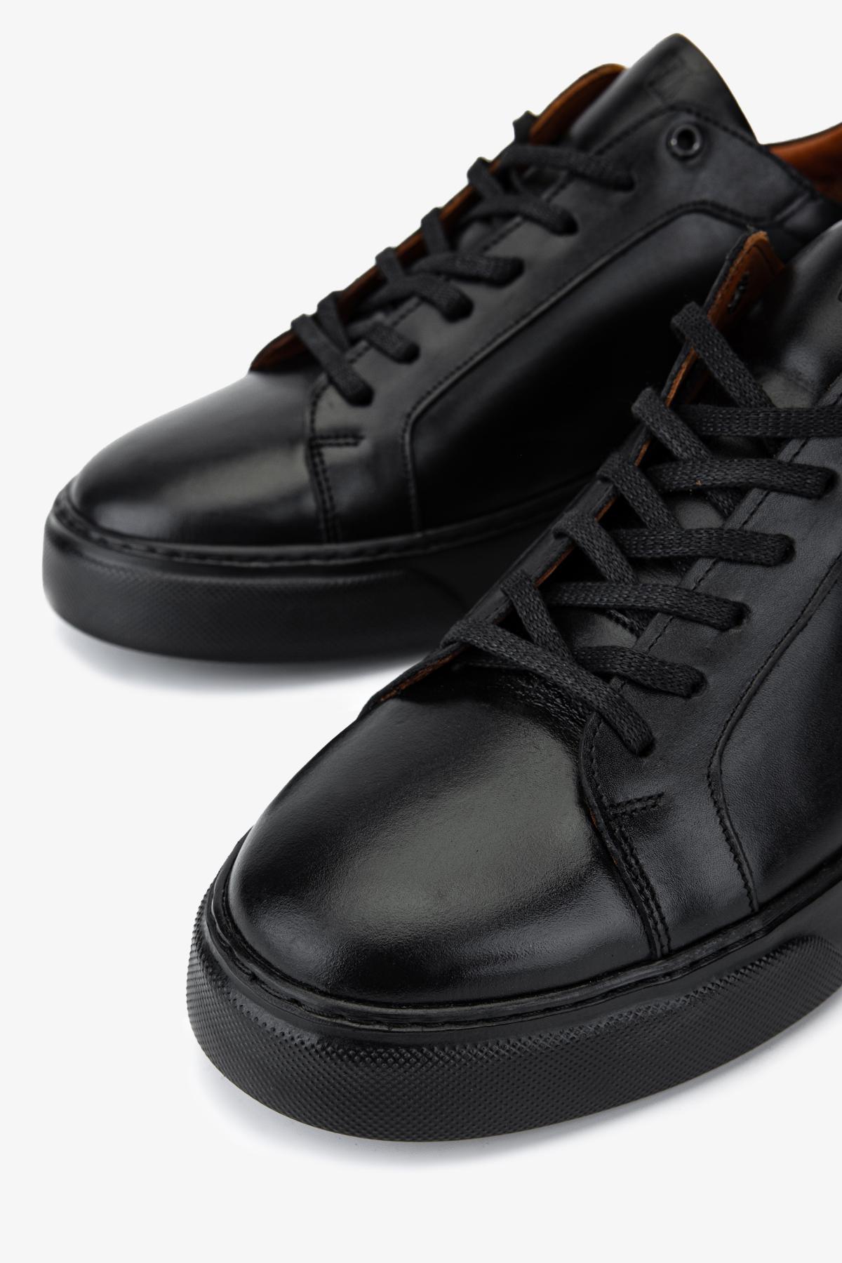 Valmenti Erkek Hakiki Deri Siyah Sneakers & Spor Ayakkabı