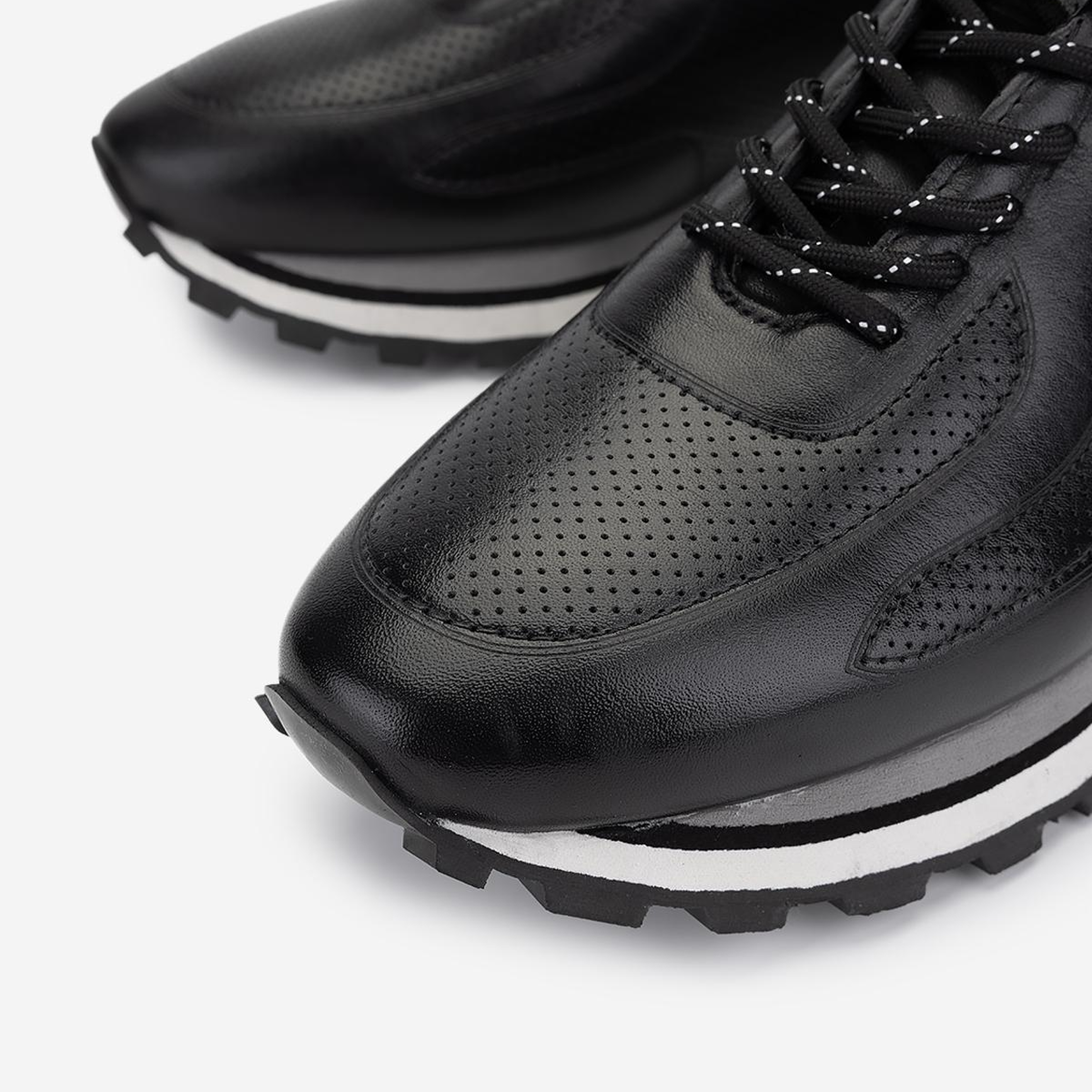 Valmenti Erkek Hakiki Deri Siyah Sneakers & Spor Ayakkabı