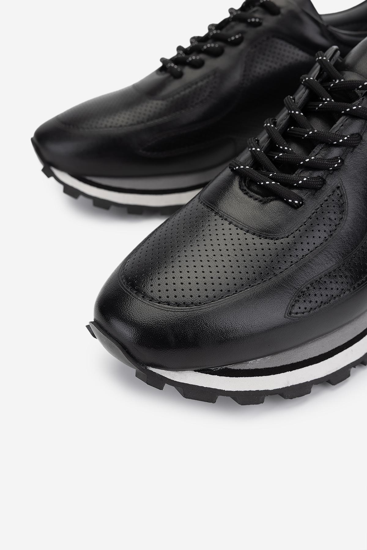 Valmenti Erkek Hakiki Deri Siyah Sneakers & Spor Ayakkabı