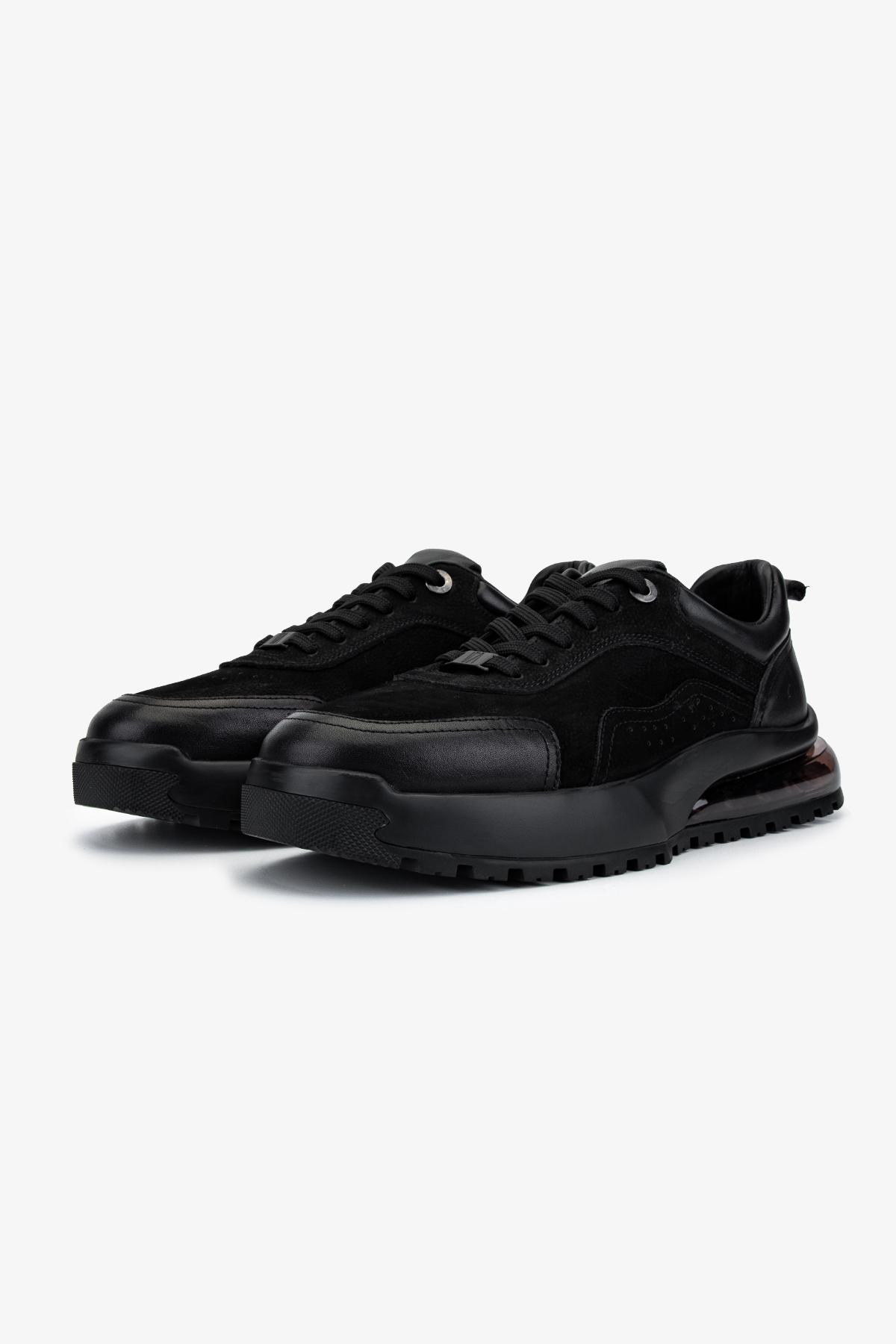 Valmenti Erkek Hakiki Deri Siyah Sneakers & Spor Ayakkabı