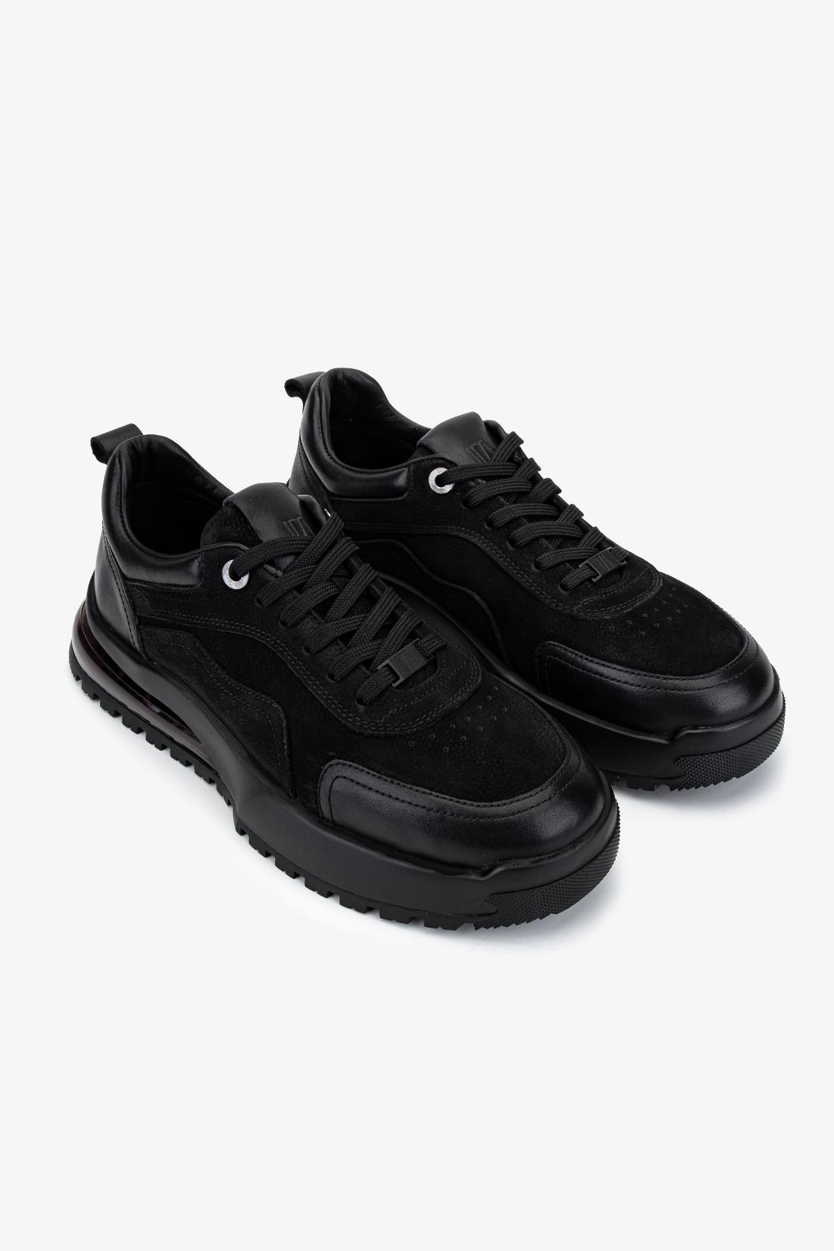 Valmenti Erkek Hakiki Deri Siyah Sneakers & Spor Ayakkabı