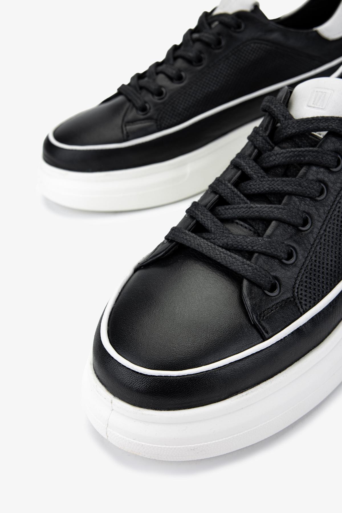 Valmenti Erkek Hakiki Deri Siyah Sneakers & Spor Ayakkabı