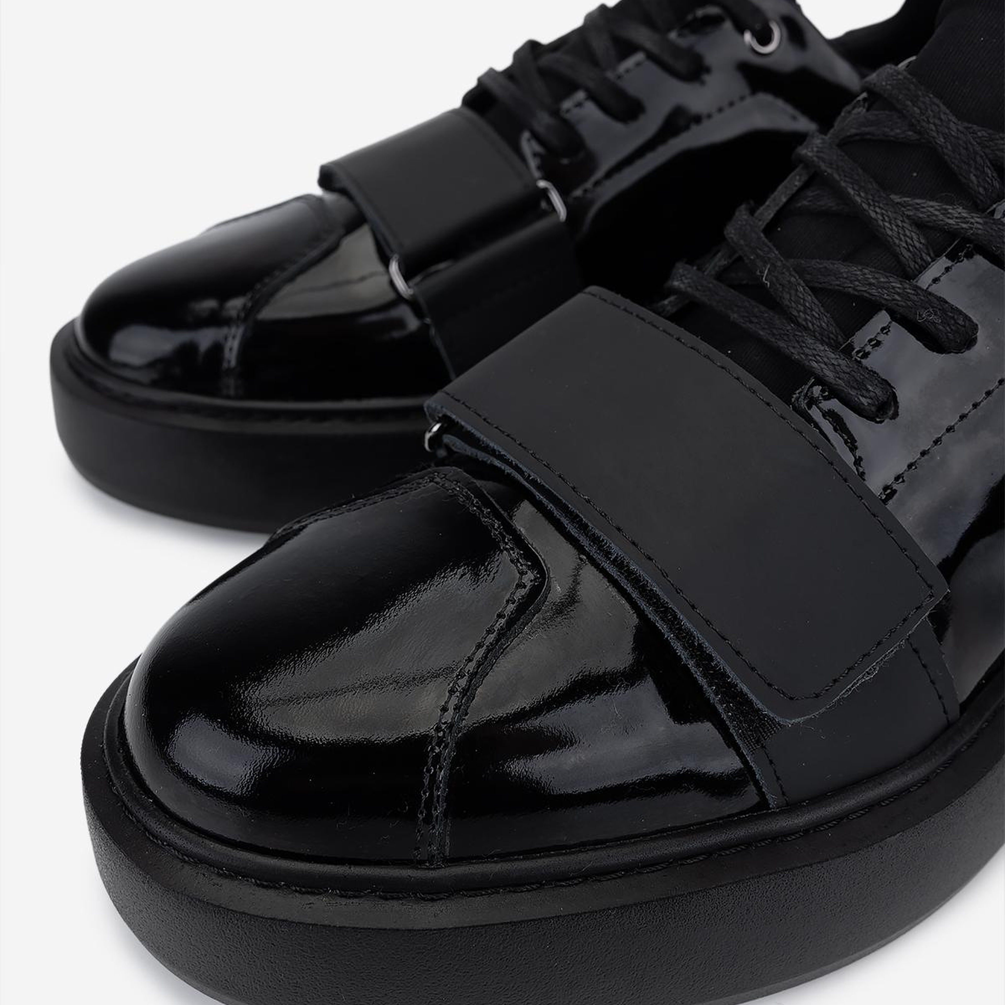 Valmenti Erkek Hakiki Deri Siyah Rugan Sneakers & Spor Ayakkabı