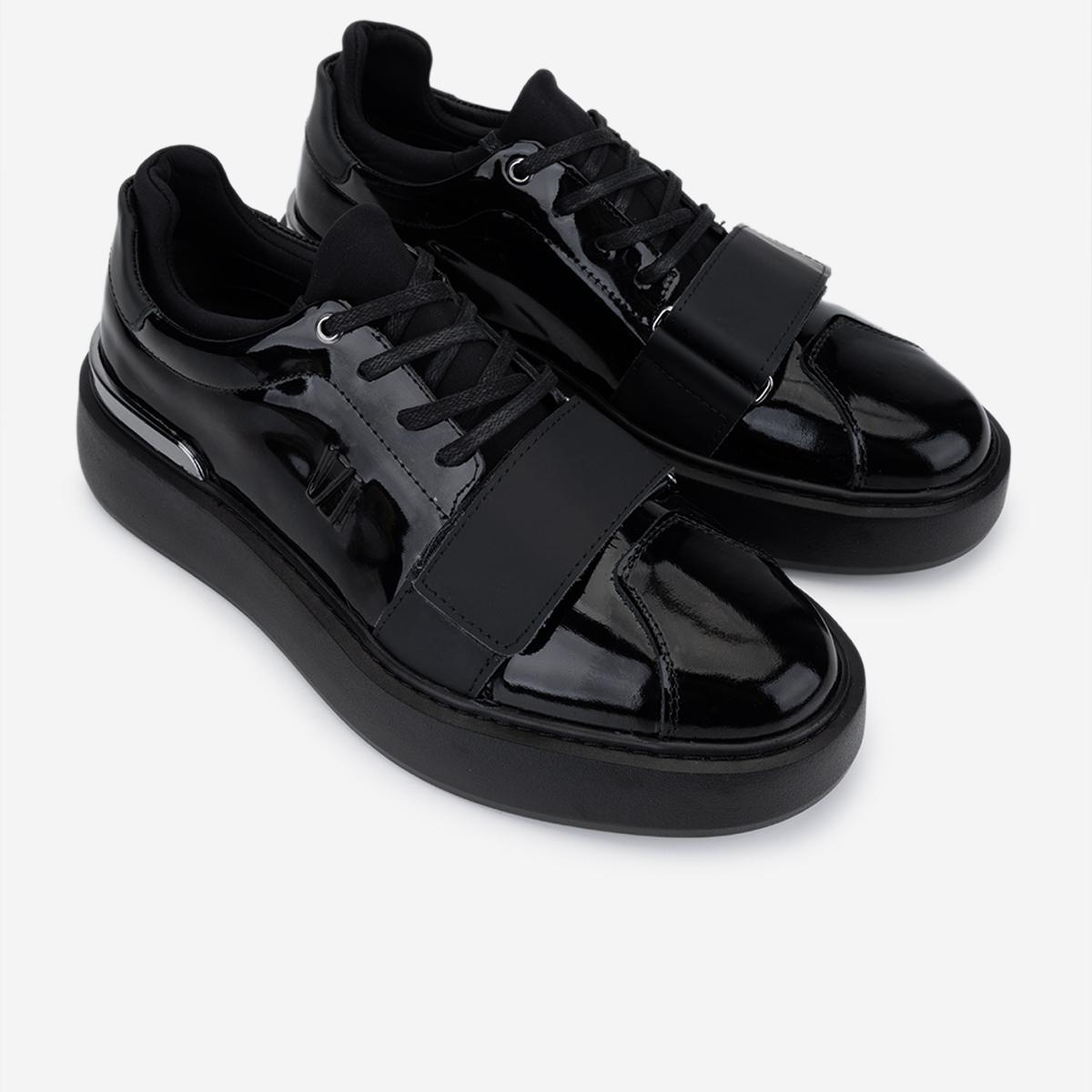 Valmenti Erkek Hakiki Deri Siyah Rugan Sneakers & Spor Ayakkabı