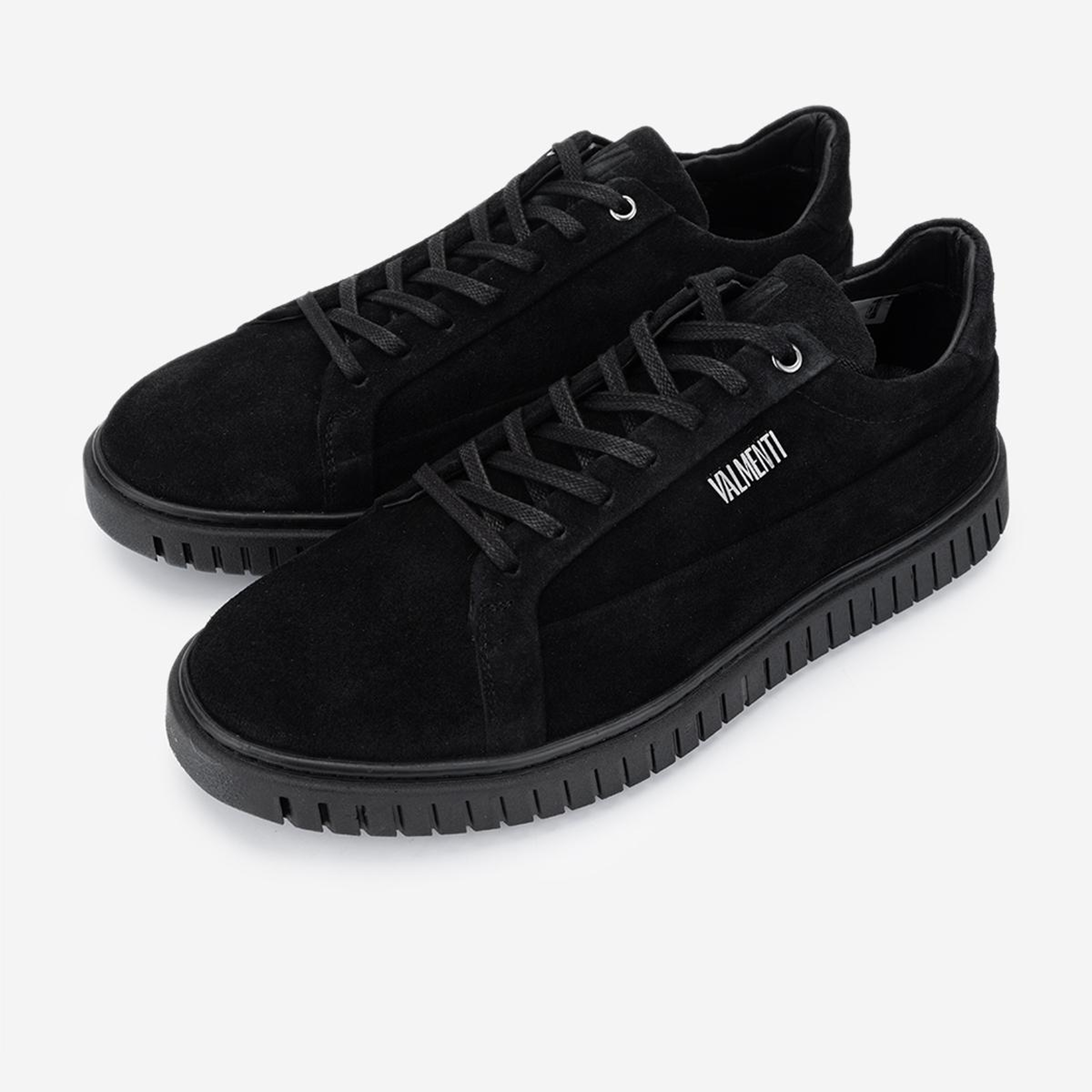 Valmenti Erkek Hakiki Deri Siyah Süet Sneakers & Spor Ayakkabı