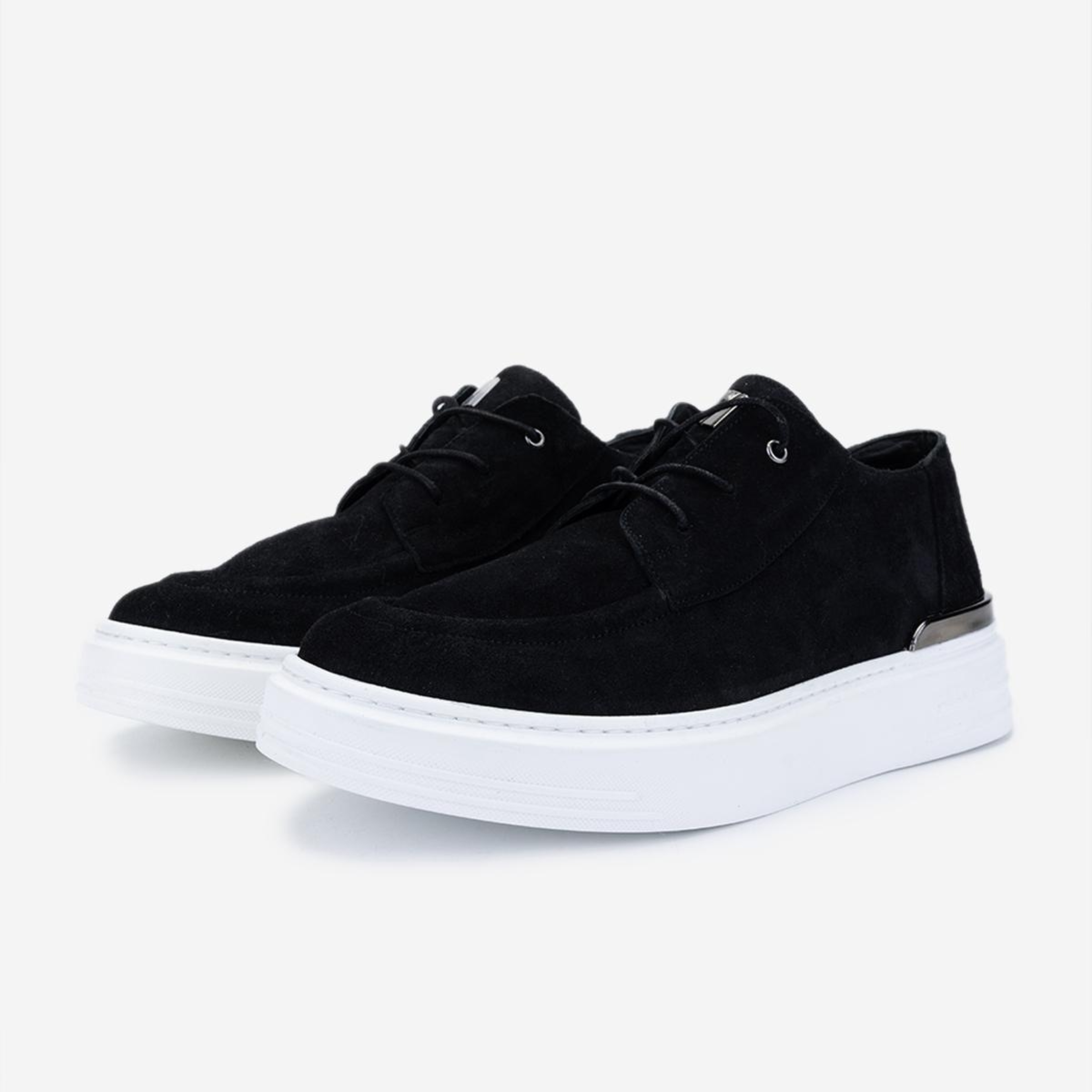 Valmenti Erkek Hakiki Deri Siyah Süet Sneakers & Spor Ayakkabı