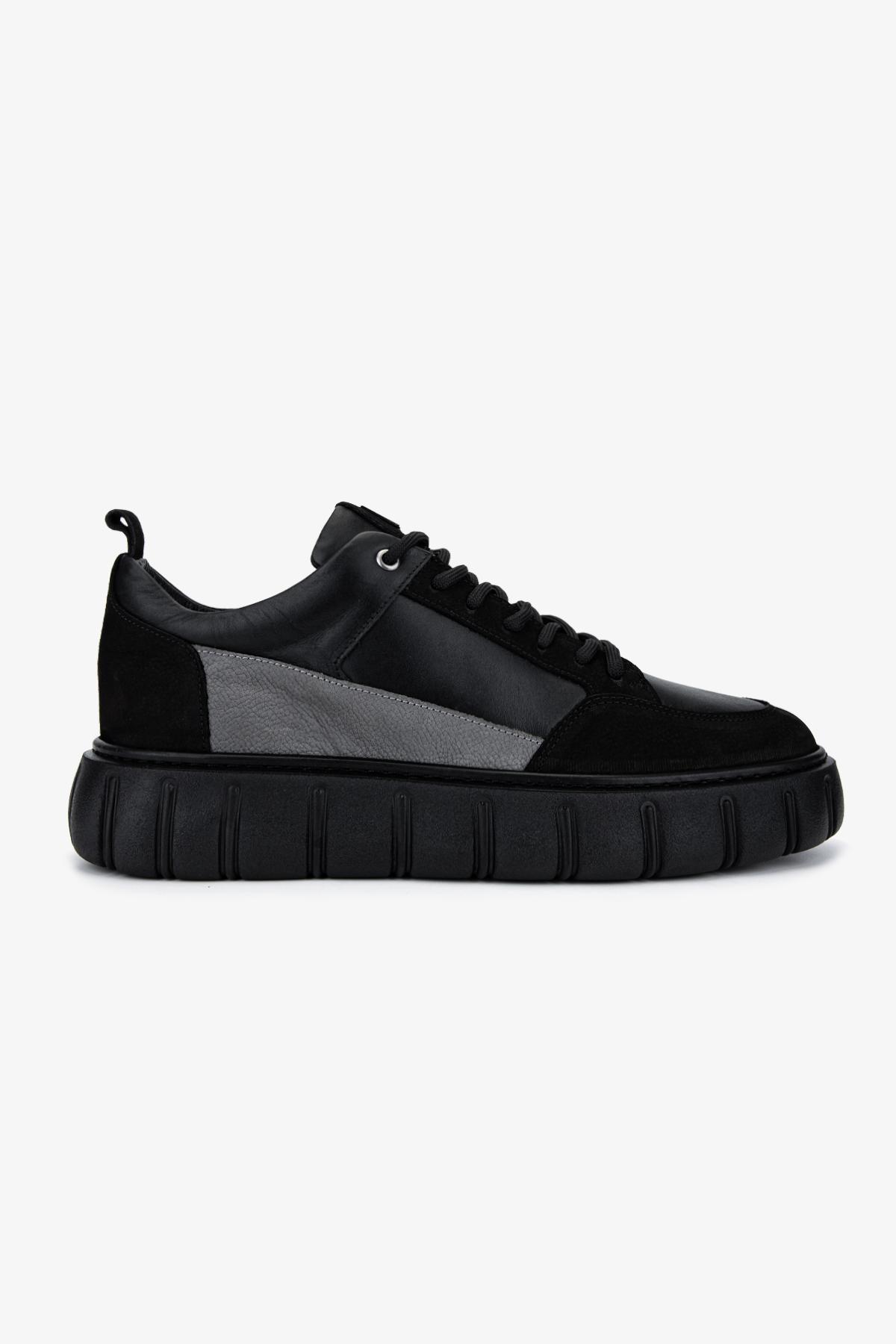 Valmenti Erkek Hakiki Deri Siyah Sneakers & Spor Ayakkabı