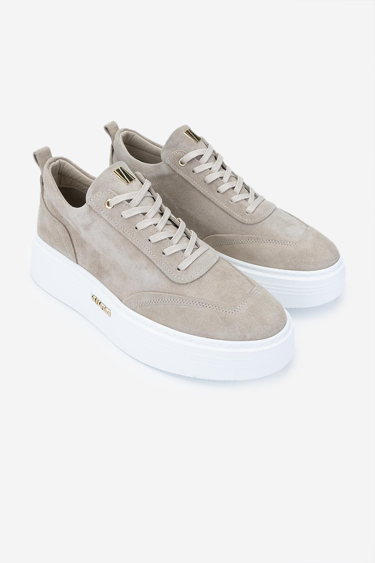 Valmenti Erkek Hakiki Deri Bej Süet Sneakers & Spor Ayakkabı