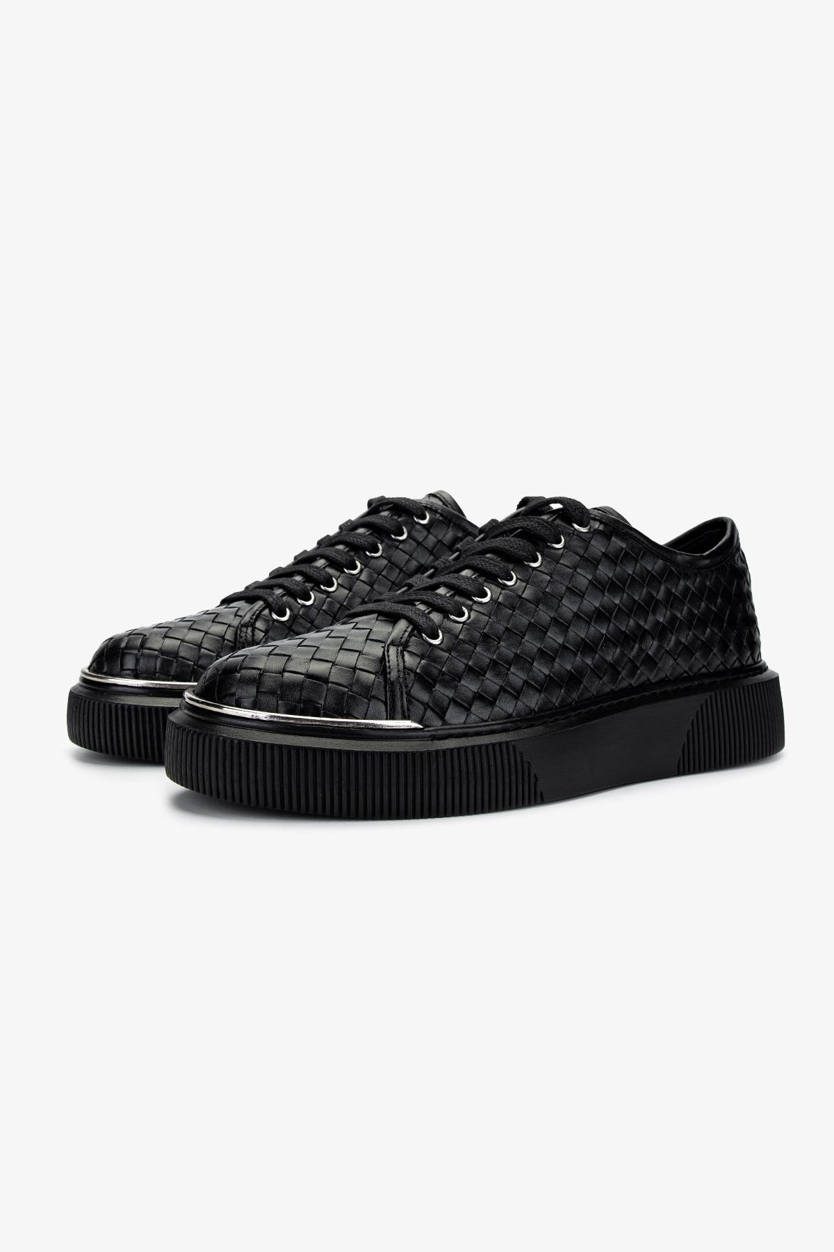 Valmenti Erkek Hakiki Deri Siyah Sneakers & Spor Ayakkabı