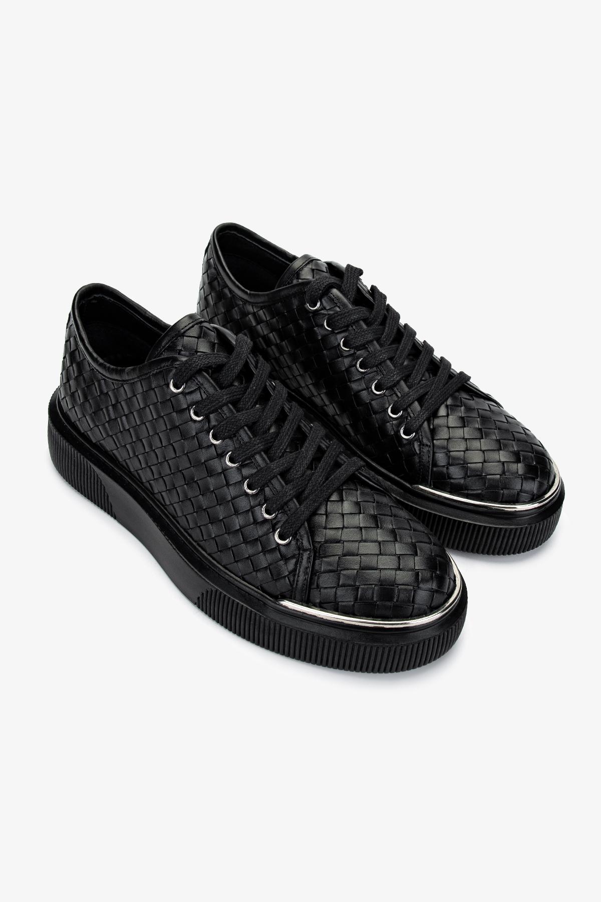 Valmenti Erkek Hakiki Deri Siyah Sneakers & Spor Ayakkabı