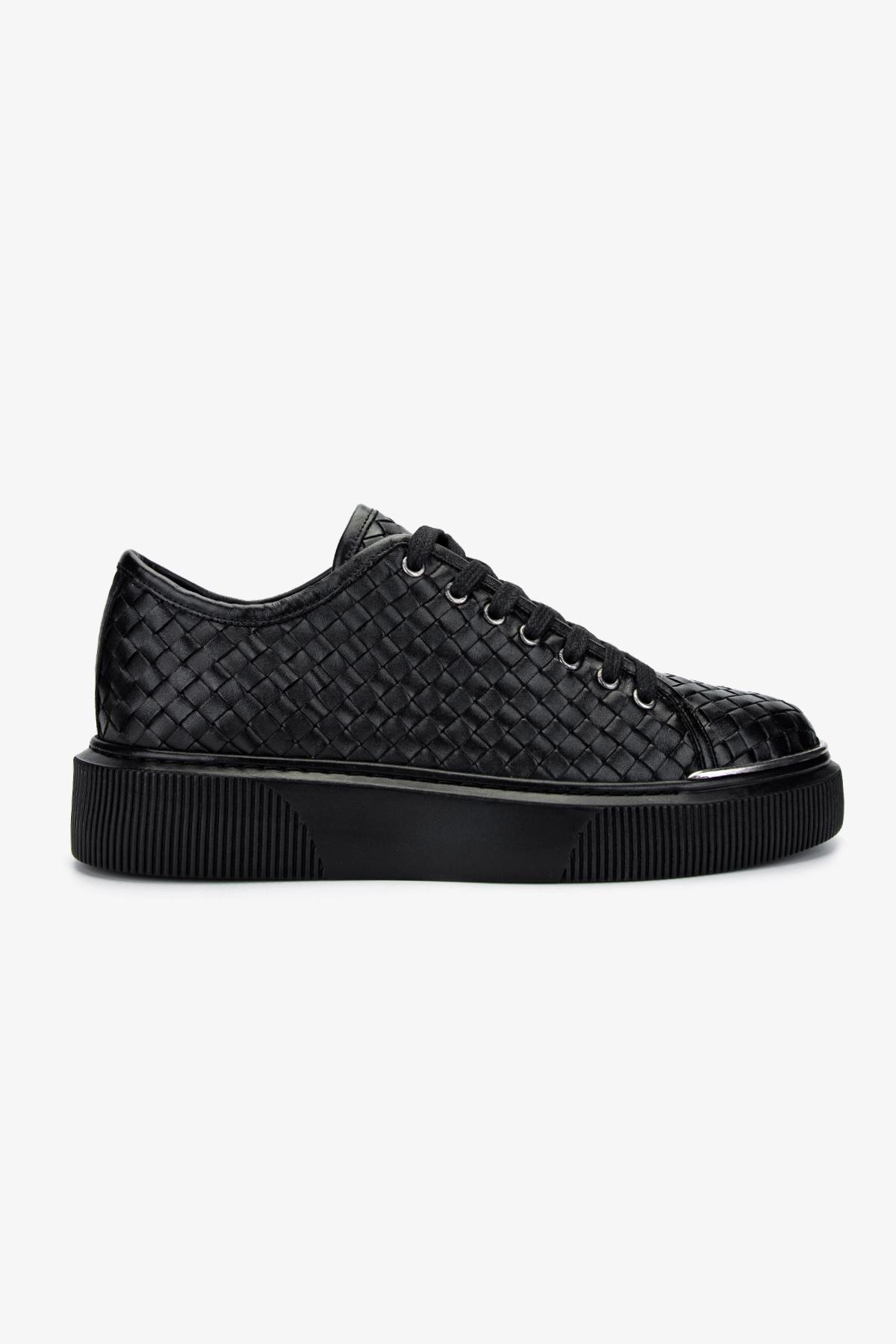 Valmenti Erkek Hakiki Deri Siyah Sneakers & Spor Ayakkabı