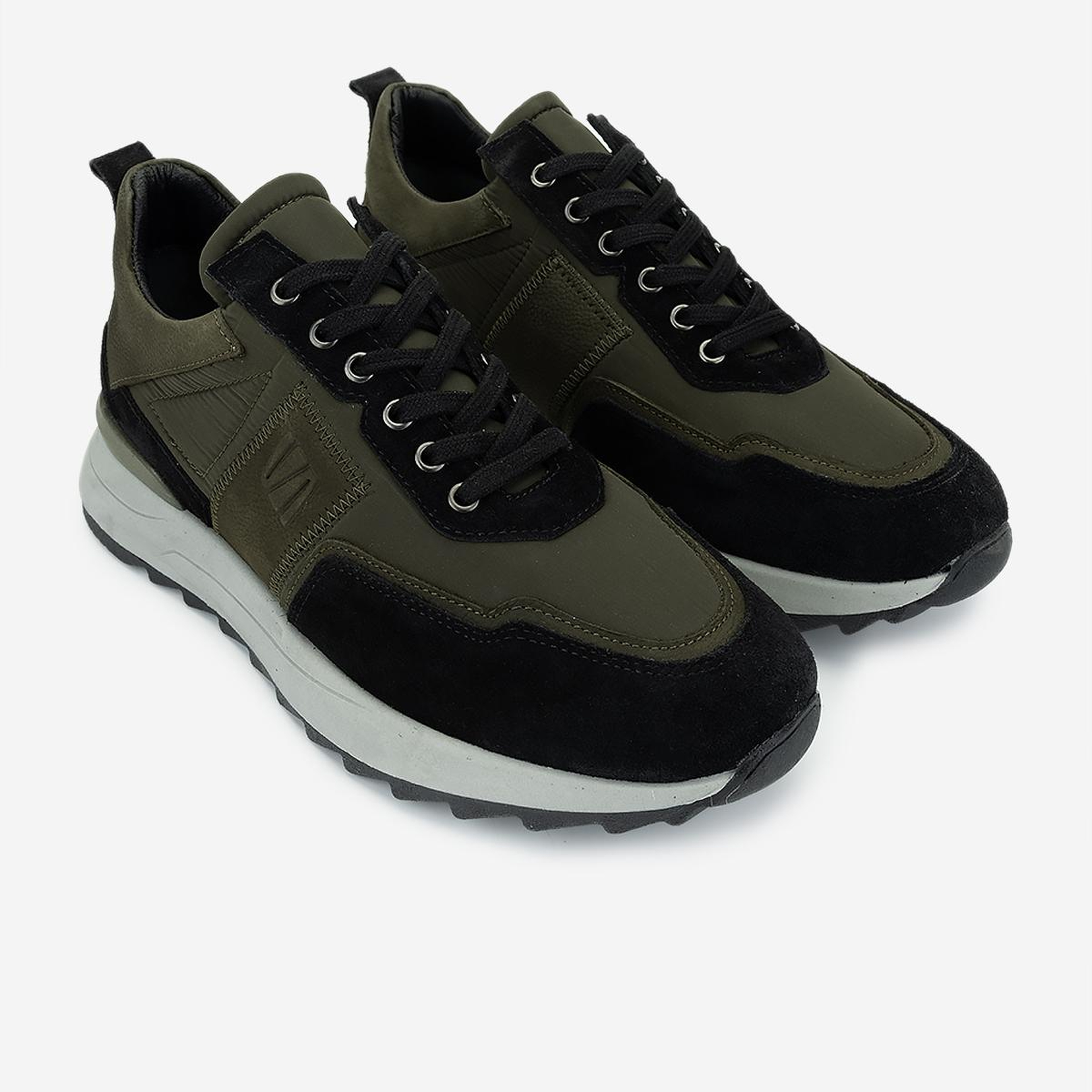 Valmenti Erkek Hakiki Deri Siyah/Haki Sneakers & Spor Ayakkabı