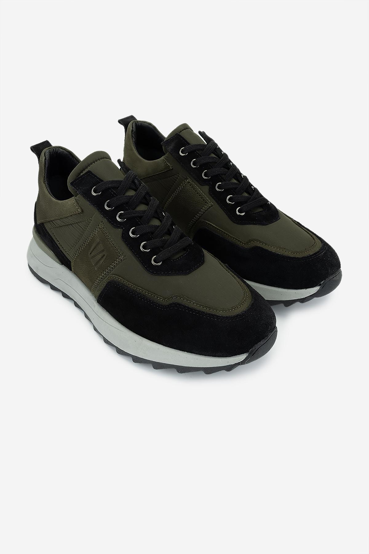 Valmenti Erkek Hakiki Deri Siyah/Haki Sneakers & Spor Ayakkabı