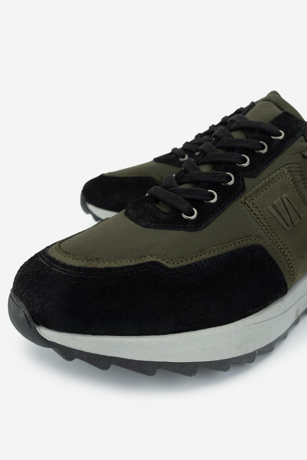 Valmenti Erkek Hakiki Deri Siyah/Haki Sneakers & Spor Ayakkabı