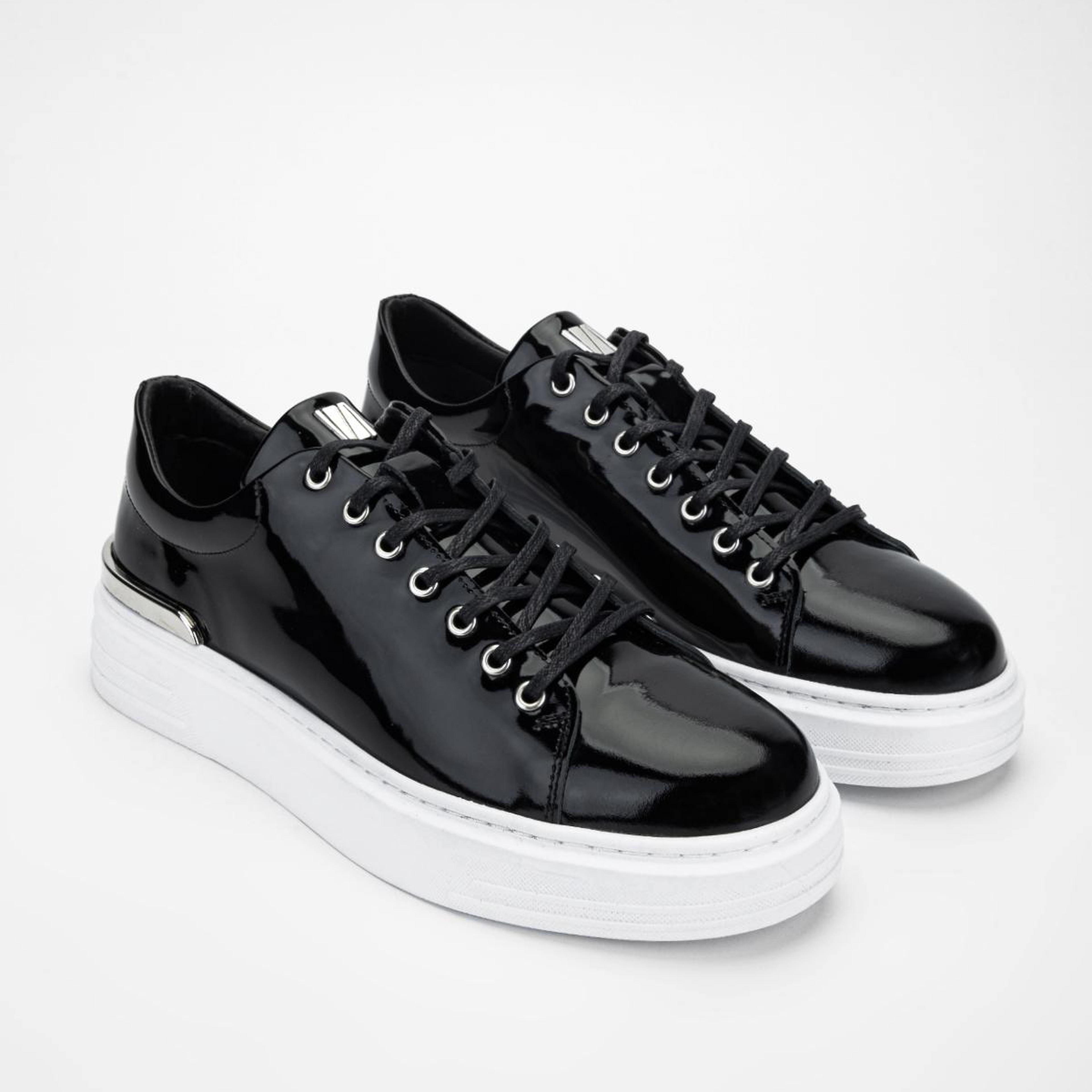 Valmenti Erkek Hakiki Deri Siyah Rugan Sneakers & Spor Ayakkabı