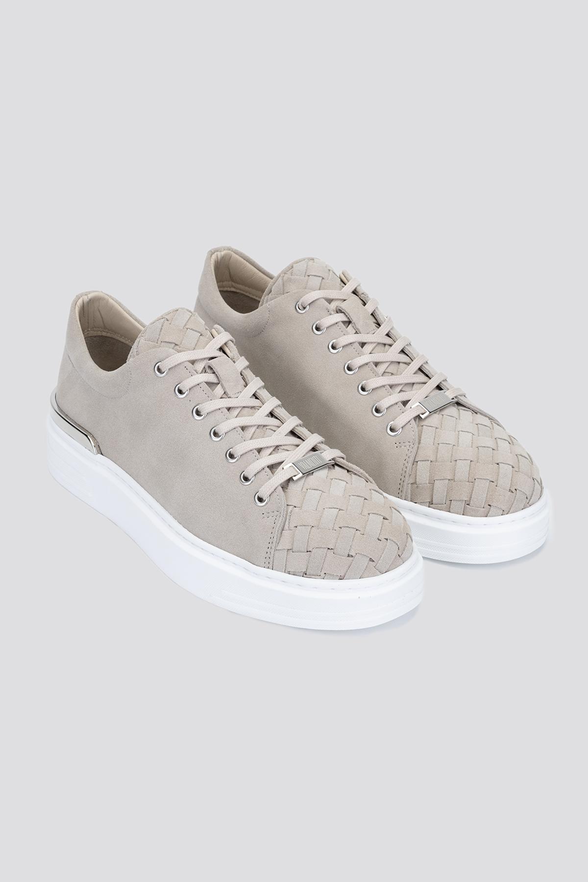 Valmenti Erkek Hakiki Deri Bej Süet Sneakers & Spor Ayakkabı