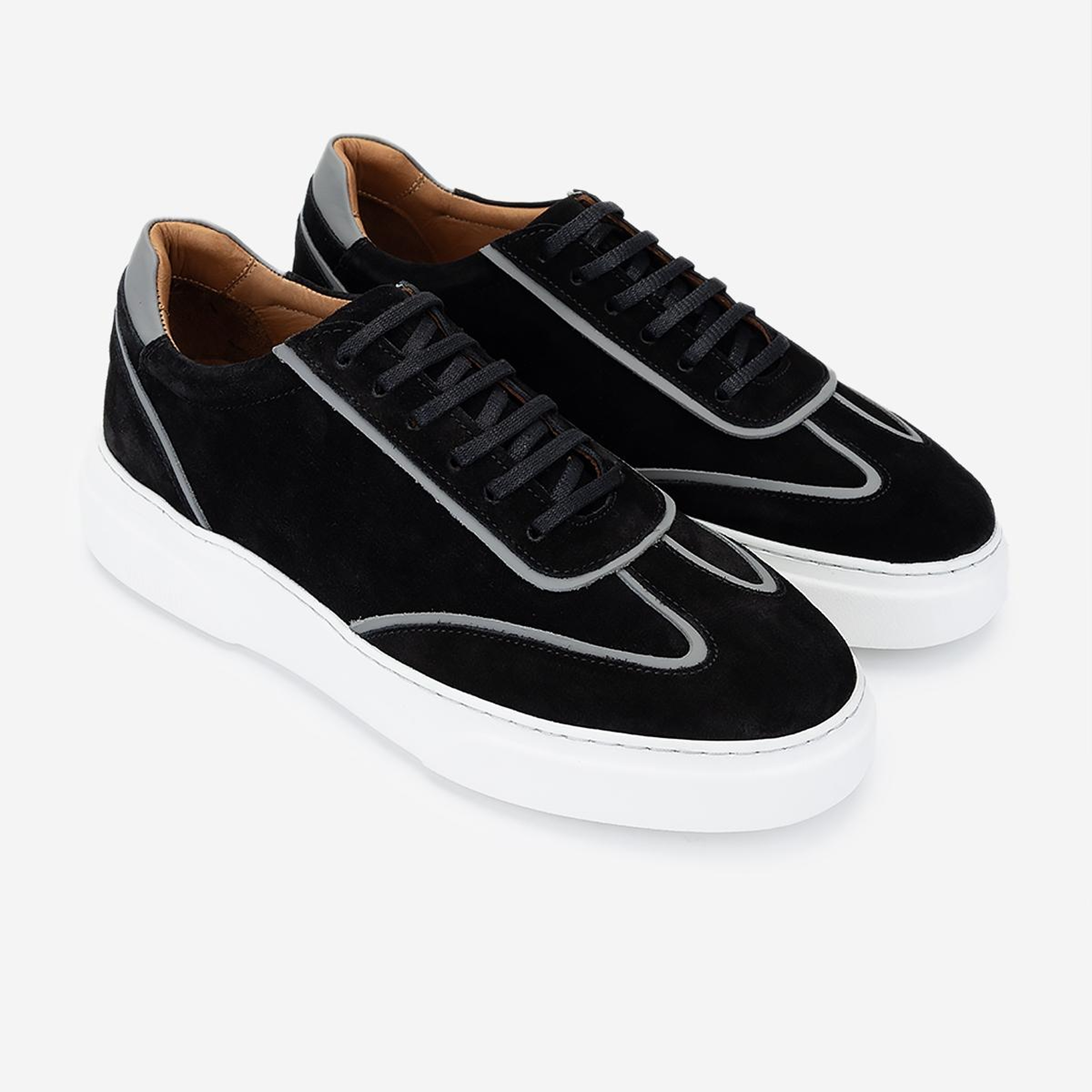 Valmenti Erkek Hakiki Deri Siyah Süet Sneakers & Spor Ayakkabı