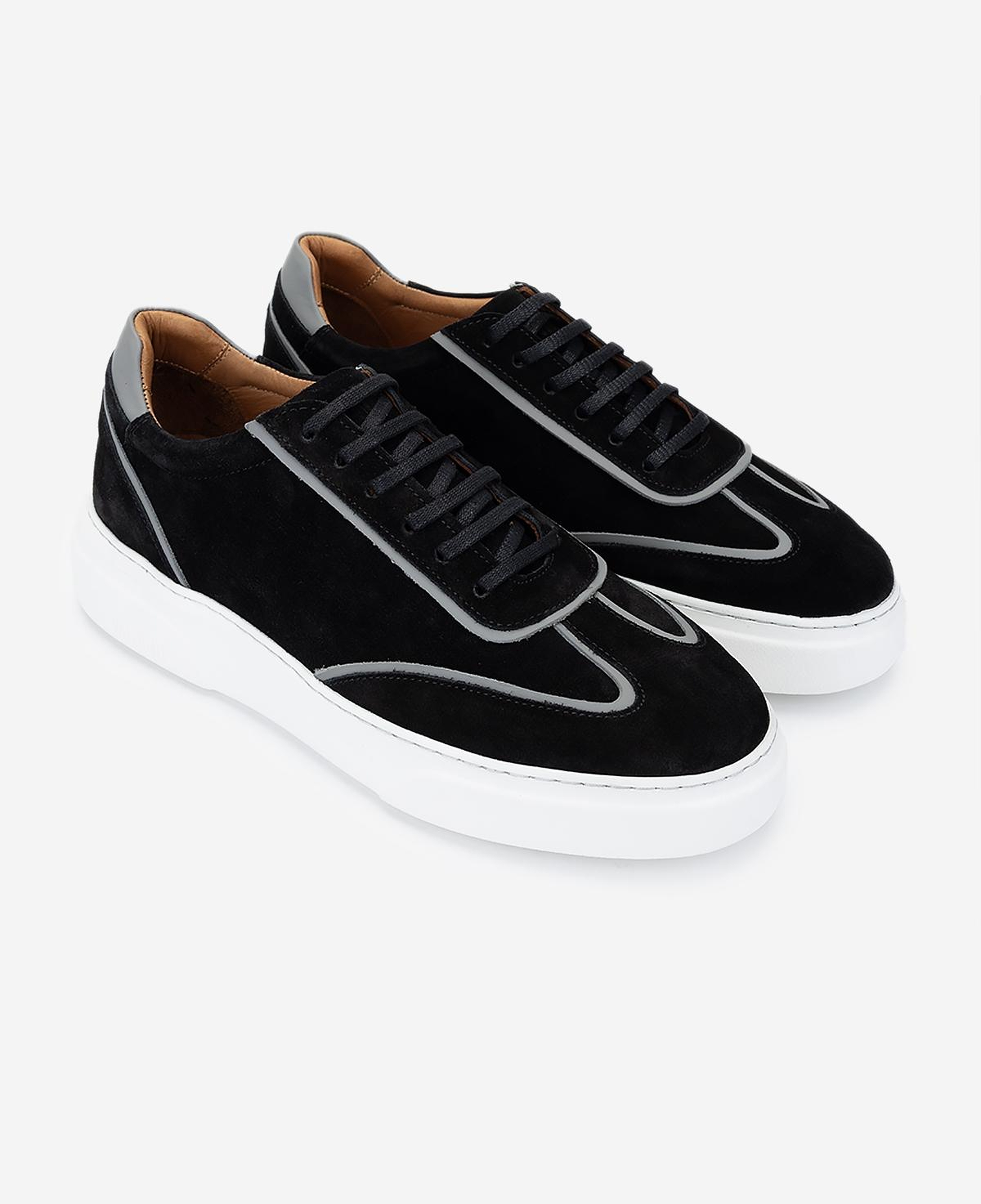 Valmenti Erkek Hakiki Deri Siyah Süet Sneakers & Spor Ayakkabı