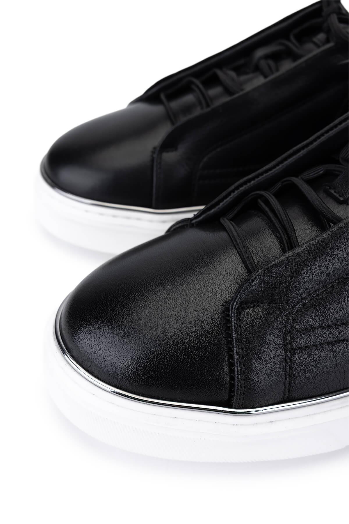 Tamer Tanca Erkek Hakiki Deri Siyah Sneakers & Spor Ayakkabı
