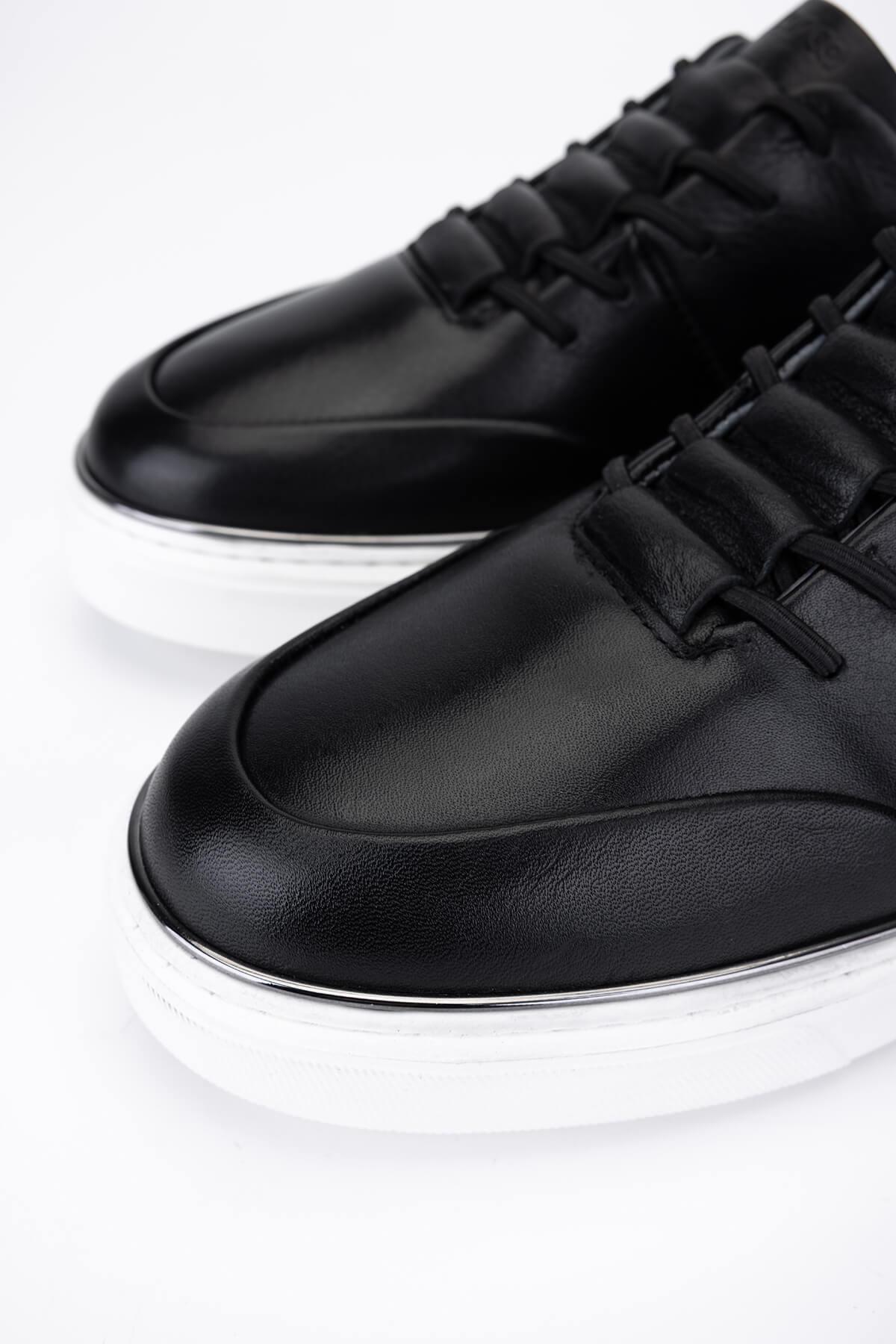 Tamer Tanca Erkek Hakiki Deri Siyah Sneakers & Spor Ayakkabı