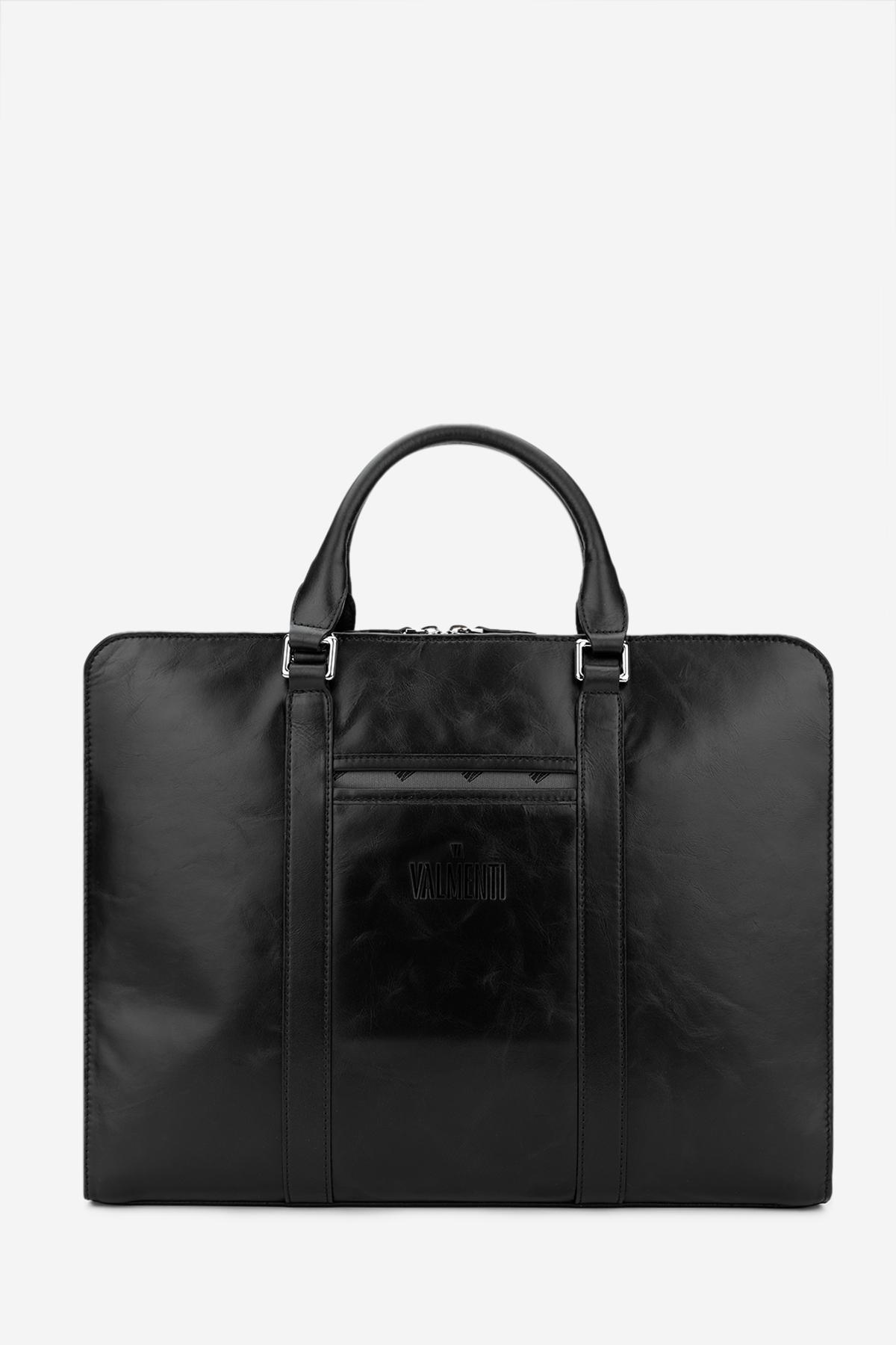 Valmenti Erkek Hakiki Deri Siyah Evrak Çantası
