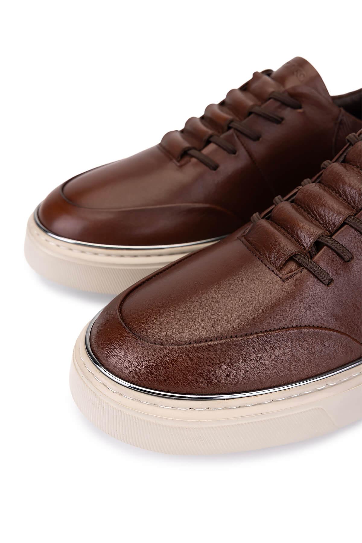 Tamer Tanca Erkek Hakiki Deri Kahverengi Sneakers & Spor Ayakkabı