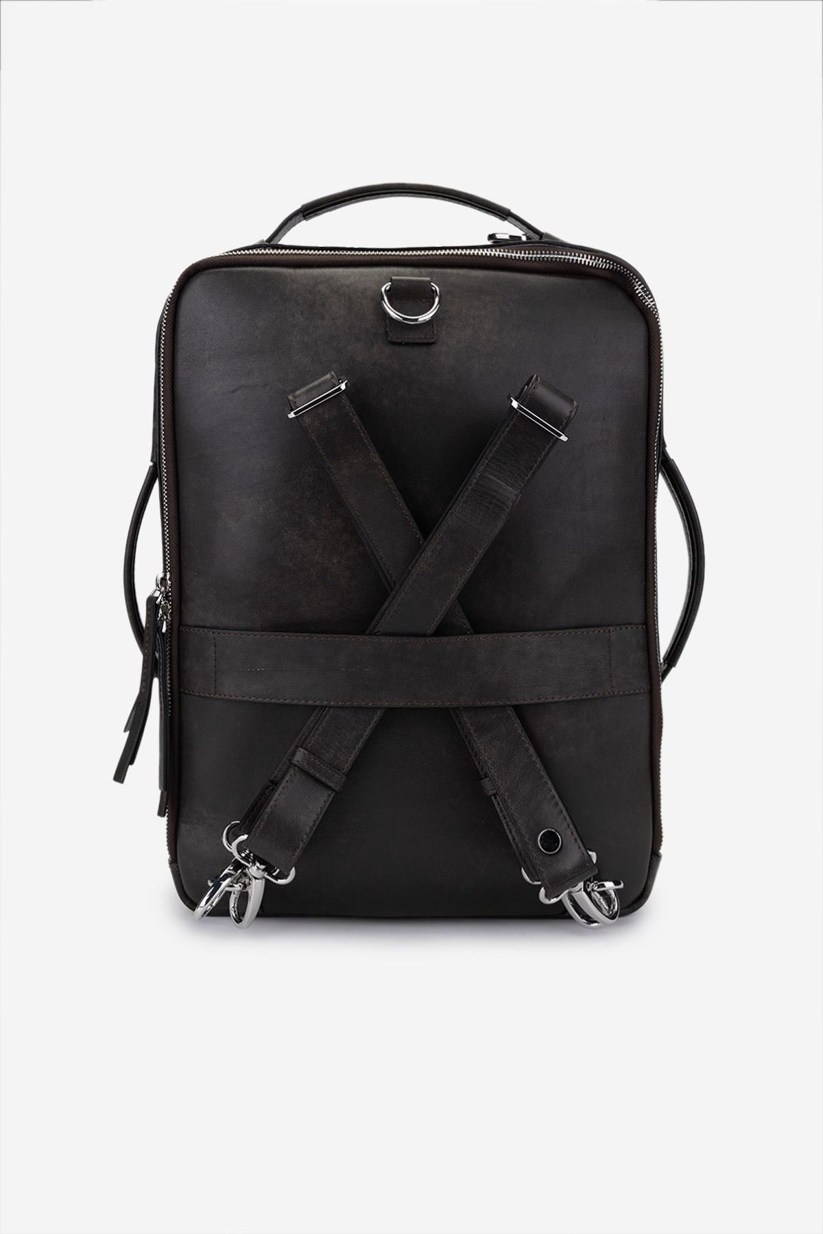 Valmenti Erkek Hakiki Deri Viski Eskitme Sırt & Evrak Çantası