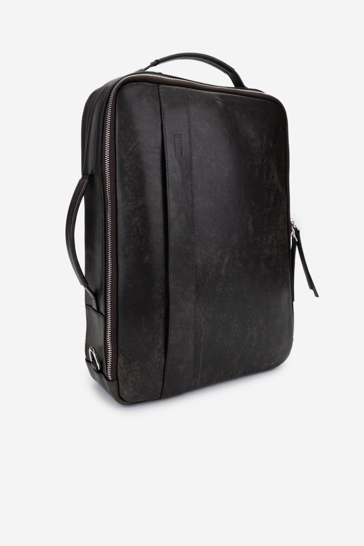 Valmenti Erkek Hakiki Deri Viski Eskitme Sırt & Evrak Çantası