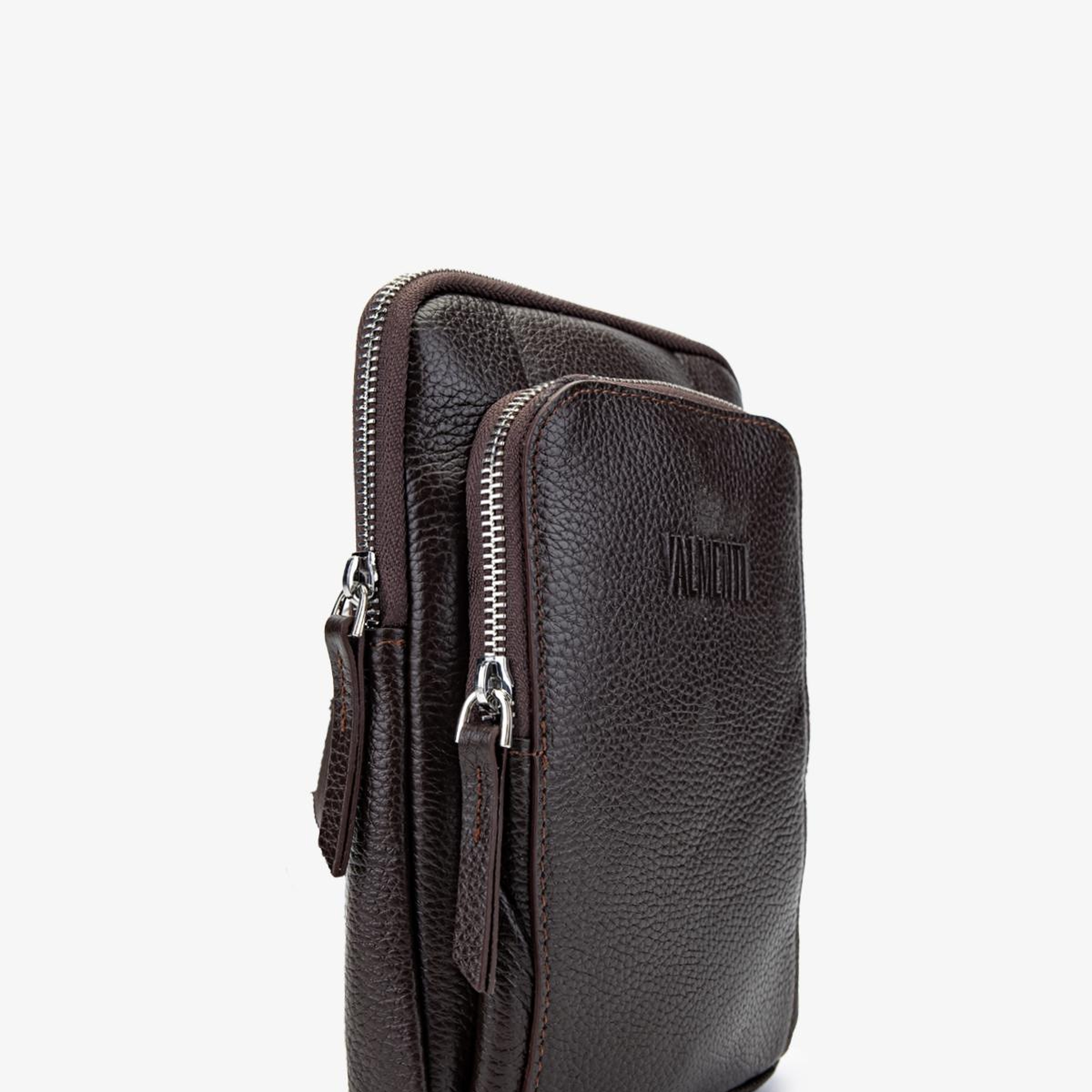 Valmenti Erkek Hakiki Deri Kahverengi Body Bag Çanta