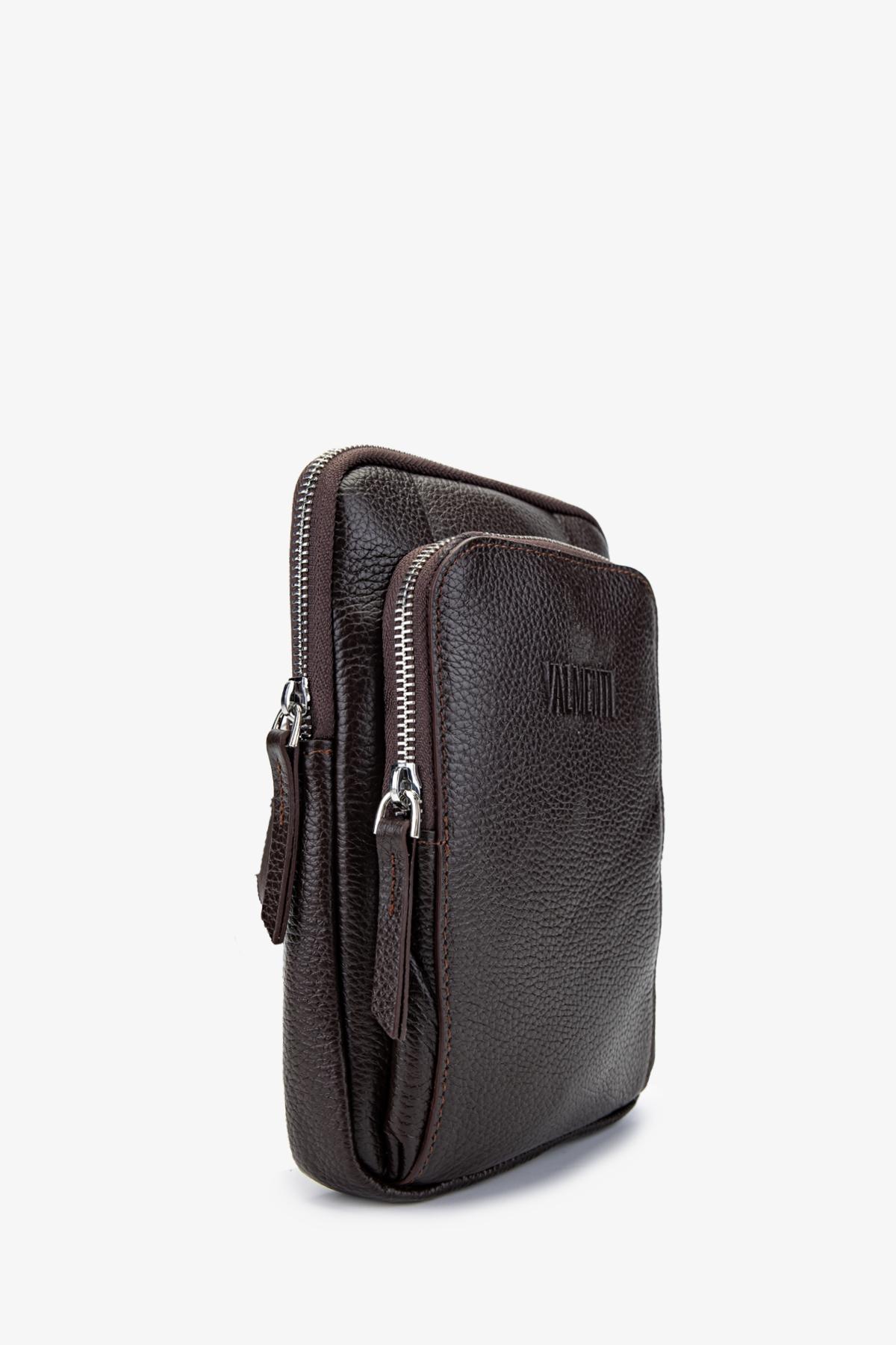 Valmenti Erkek Hakiki Deri Kahverengi Body Bag Çanta