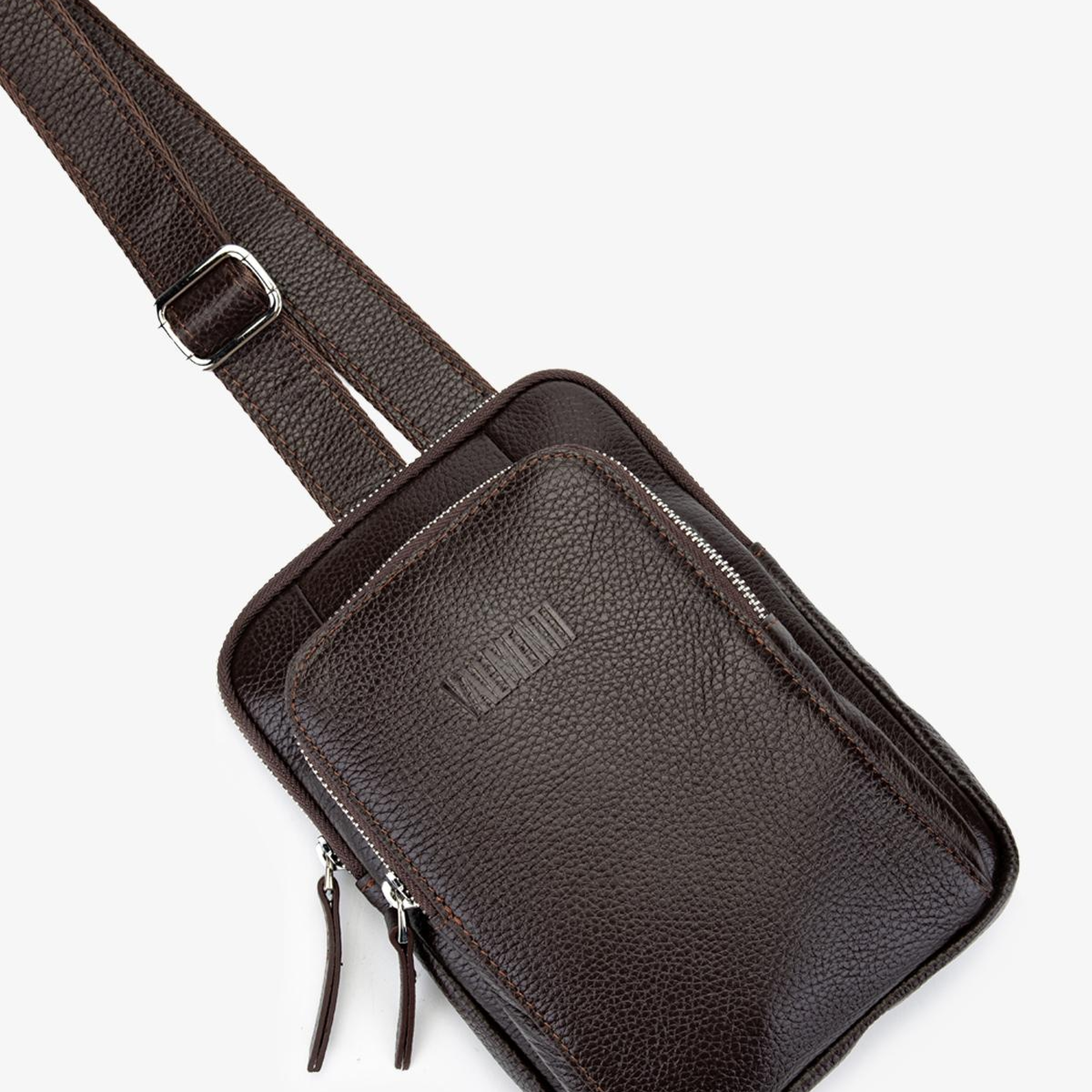 Valmenti Erkek Hakiki Deri Kahverengi Body Bag Çanta