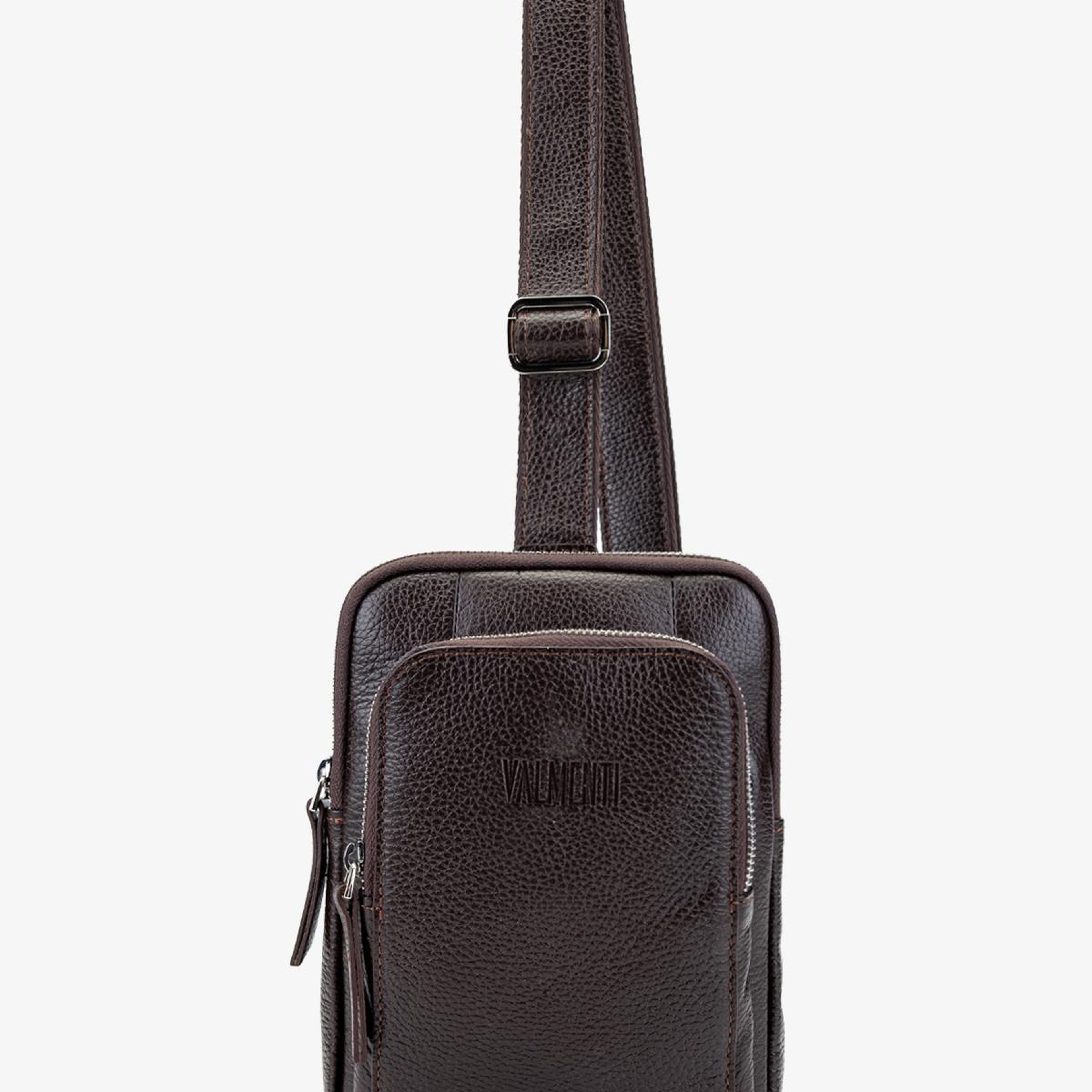 Valmenti Erkek Hakiki Deri Kahverengi Body Bag Çanta