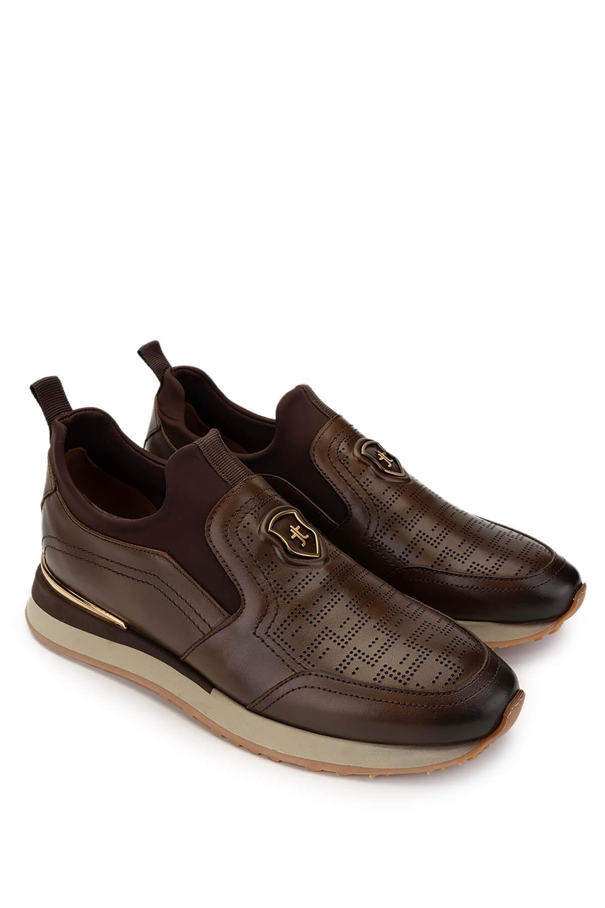 Tamer Tanca Erkek Hakiki Deri Kahverengi Sneakers & Spor Ayakkabı