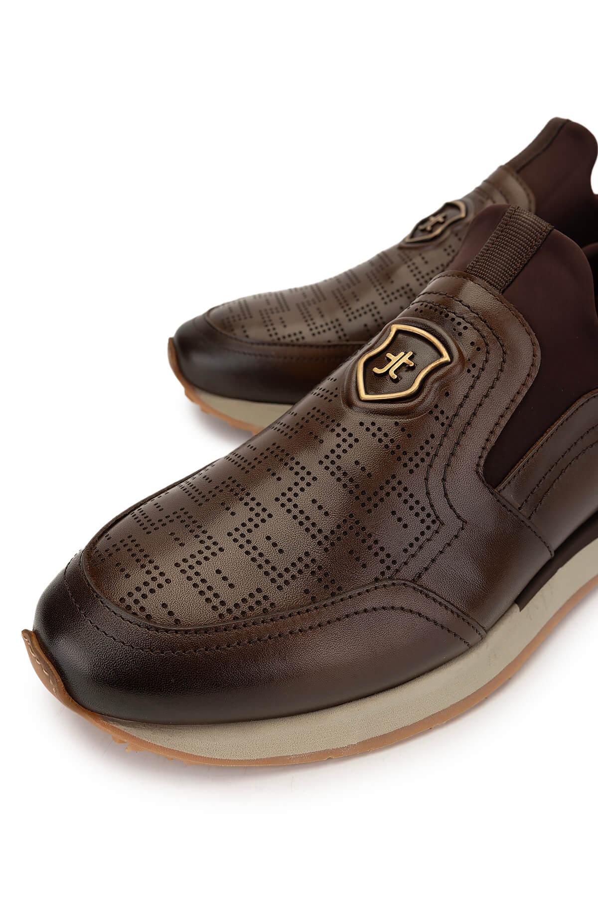 Tamer Tanca Erkek Hakiki Deri Kahverengi Sneakers & Spor Ayakkabı