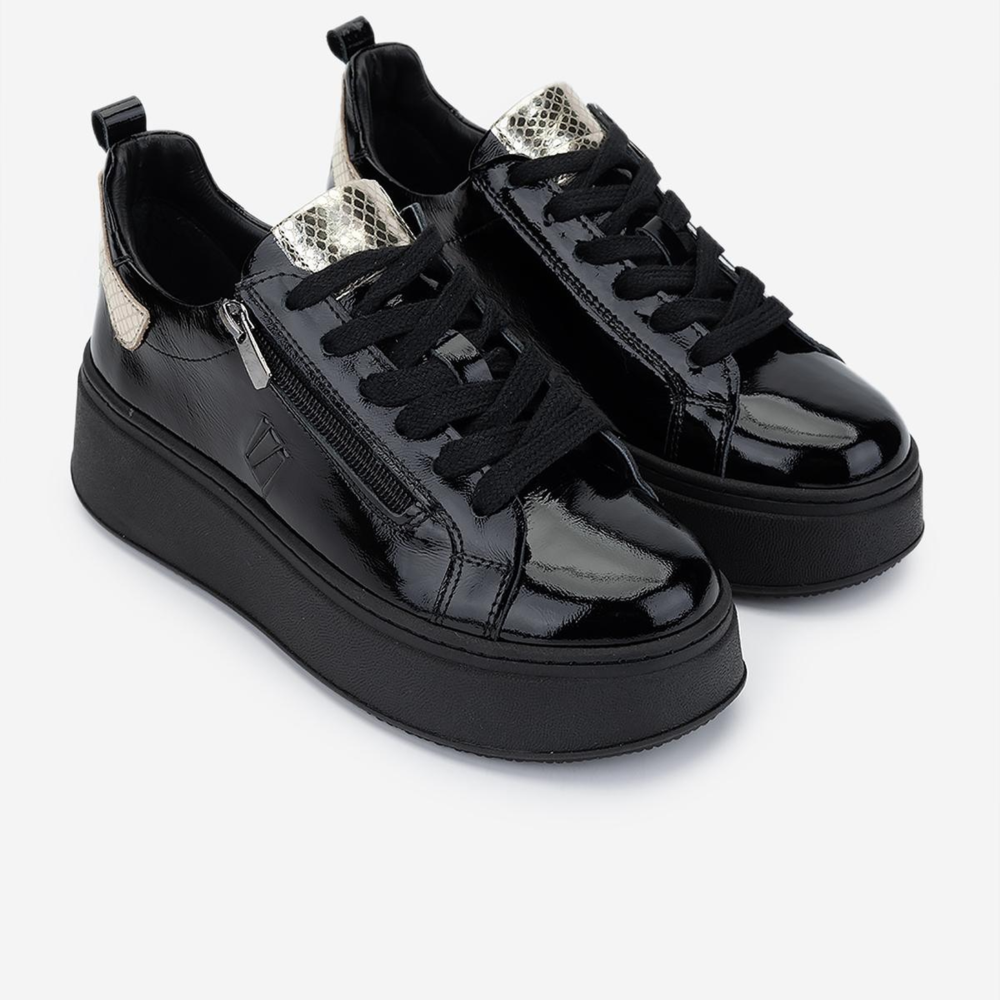 Valmenti Kadın Hakiki Deri Siyah/Gold Sneakers & Spor Ayakkabı