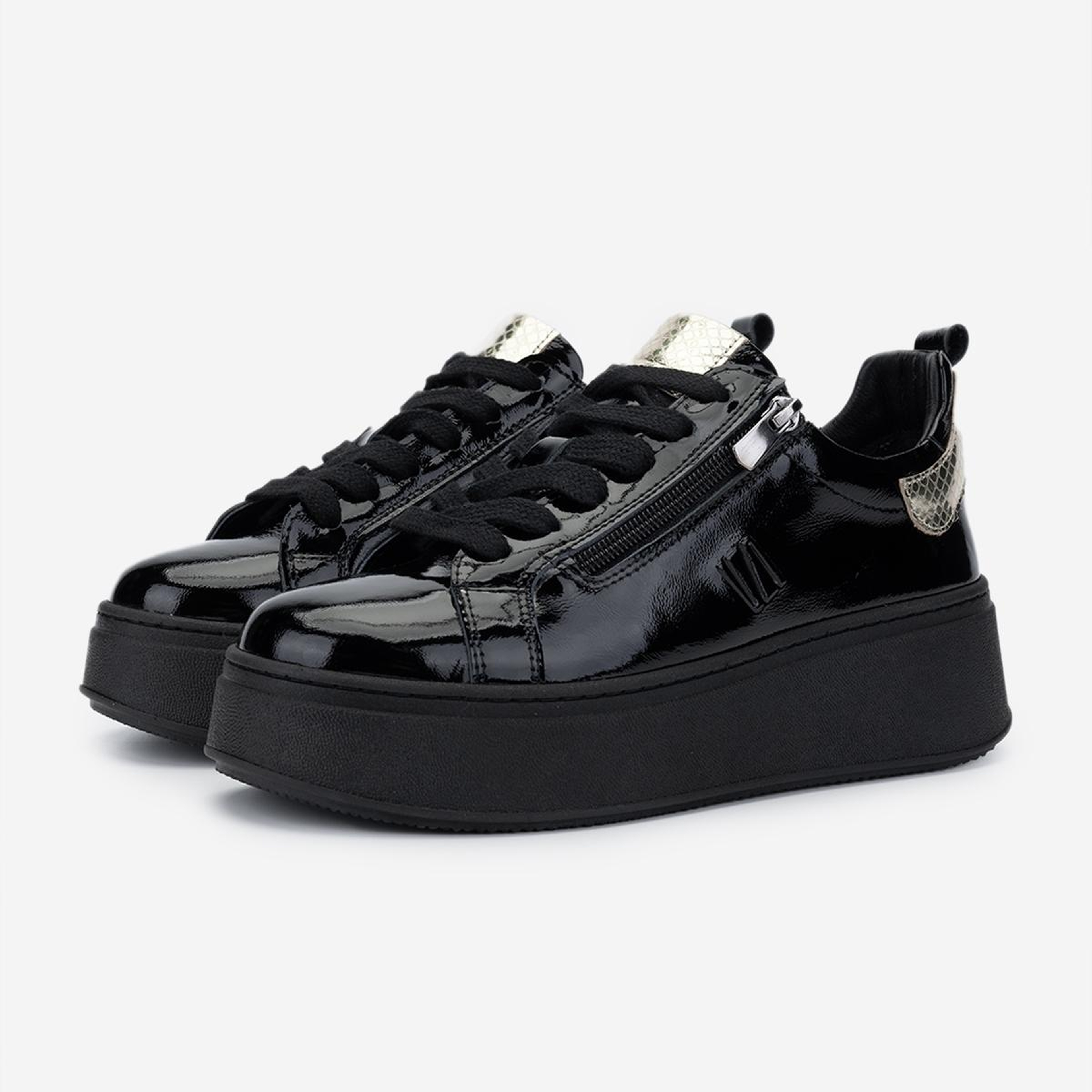 Valmenti Kadın Hakiki Deri Siyah/Gold Sneakers & Spor Ayakkabı